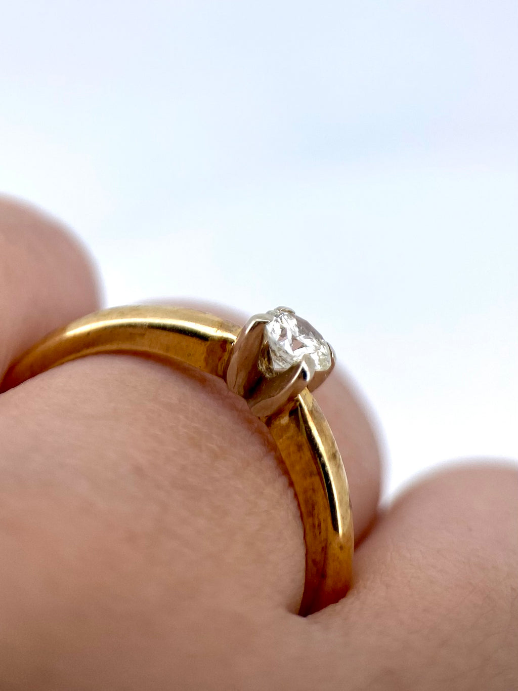 Oro Amarillo 14k Redondo 0.26ct de Diamante Natural                              Anillo Compromiso OF1908