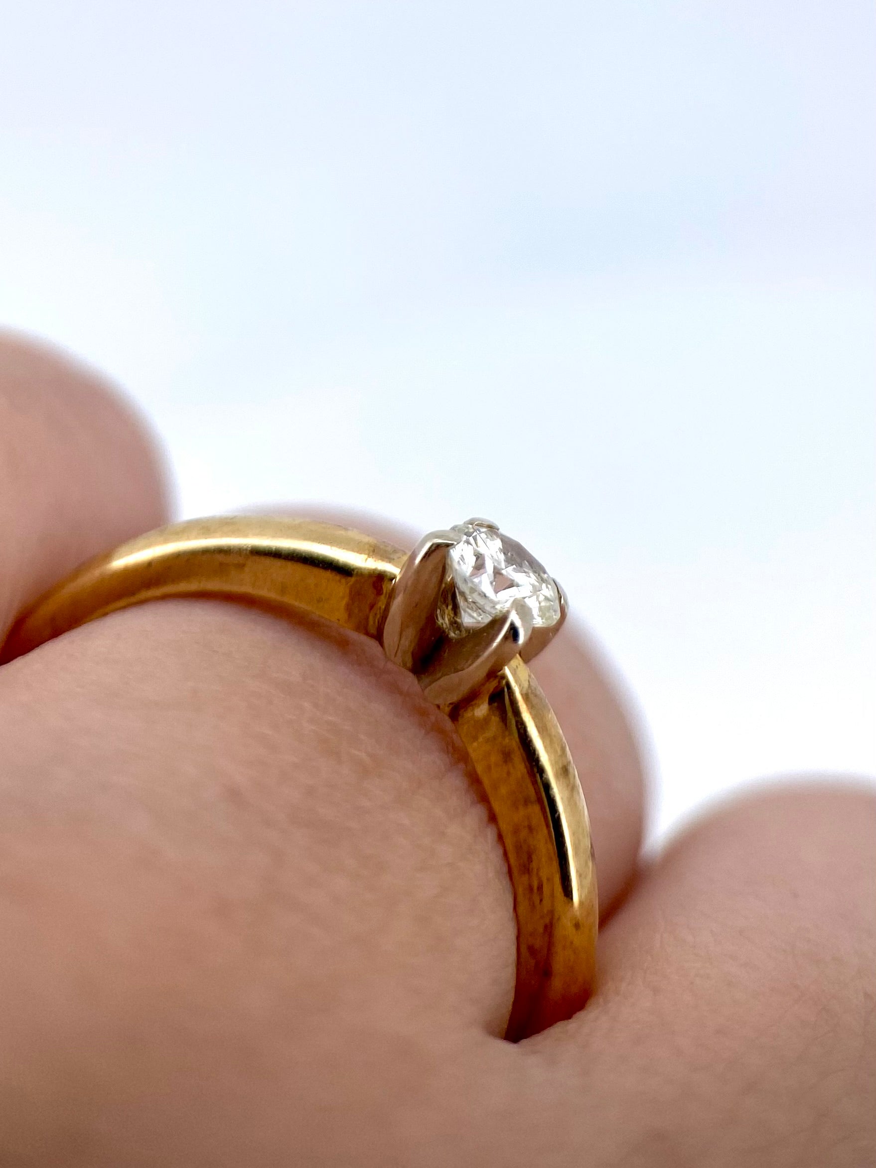 Oro Amarillo 14k Redondo 0.26ct de Diamante Natural                              Anillo Compromiso OF1908