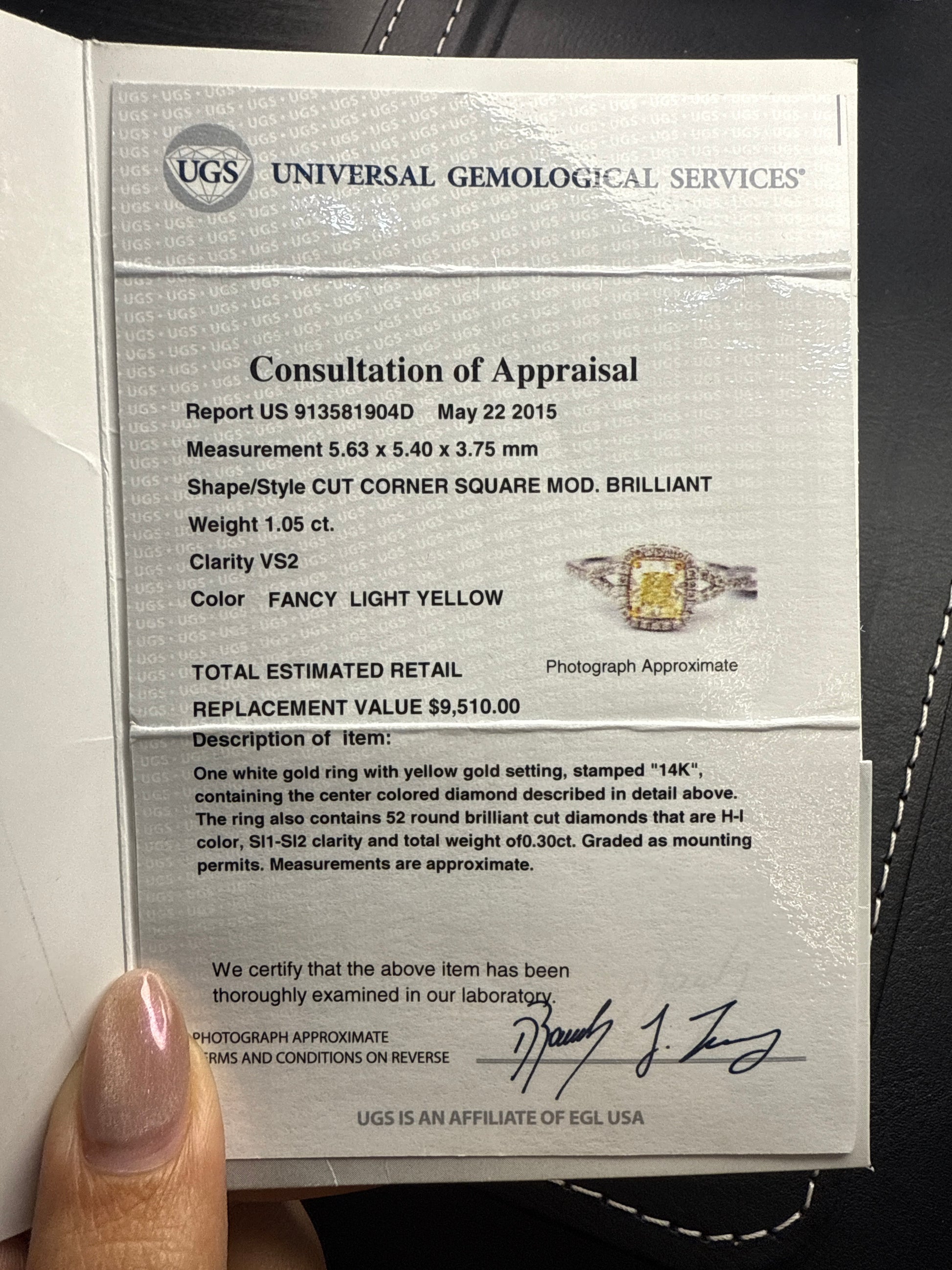 ZCushion 1.05ct Diamante EGL OF2206
