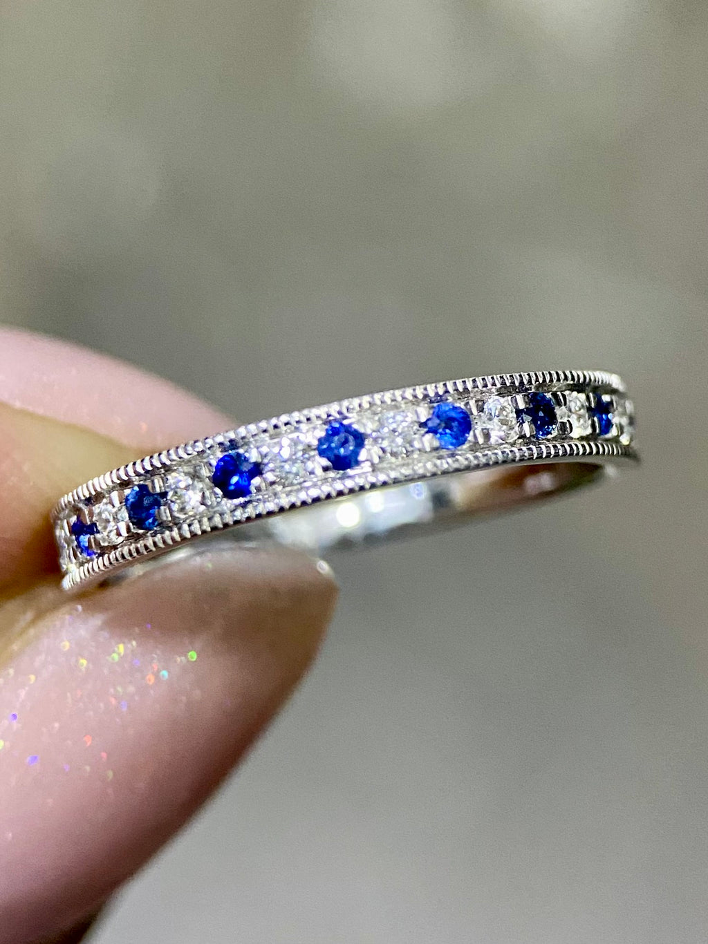 Churumbela Zafiros y Diamantes 0.30ct Oro 14k Blanco            OF2375