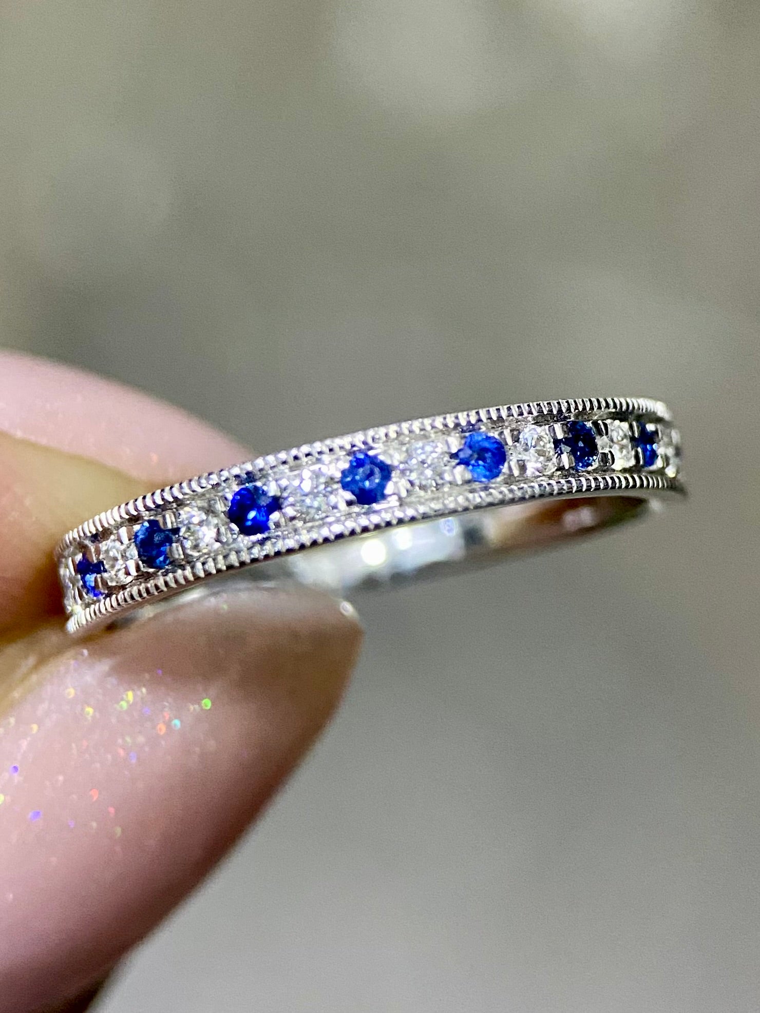 Churumbela Zafiros y Diamantes 0.30ct Oro 14k Blanco            OF2375