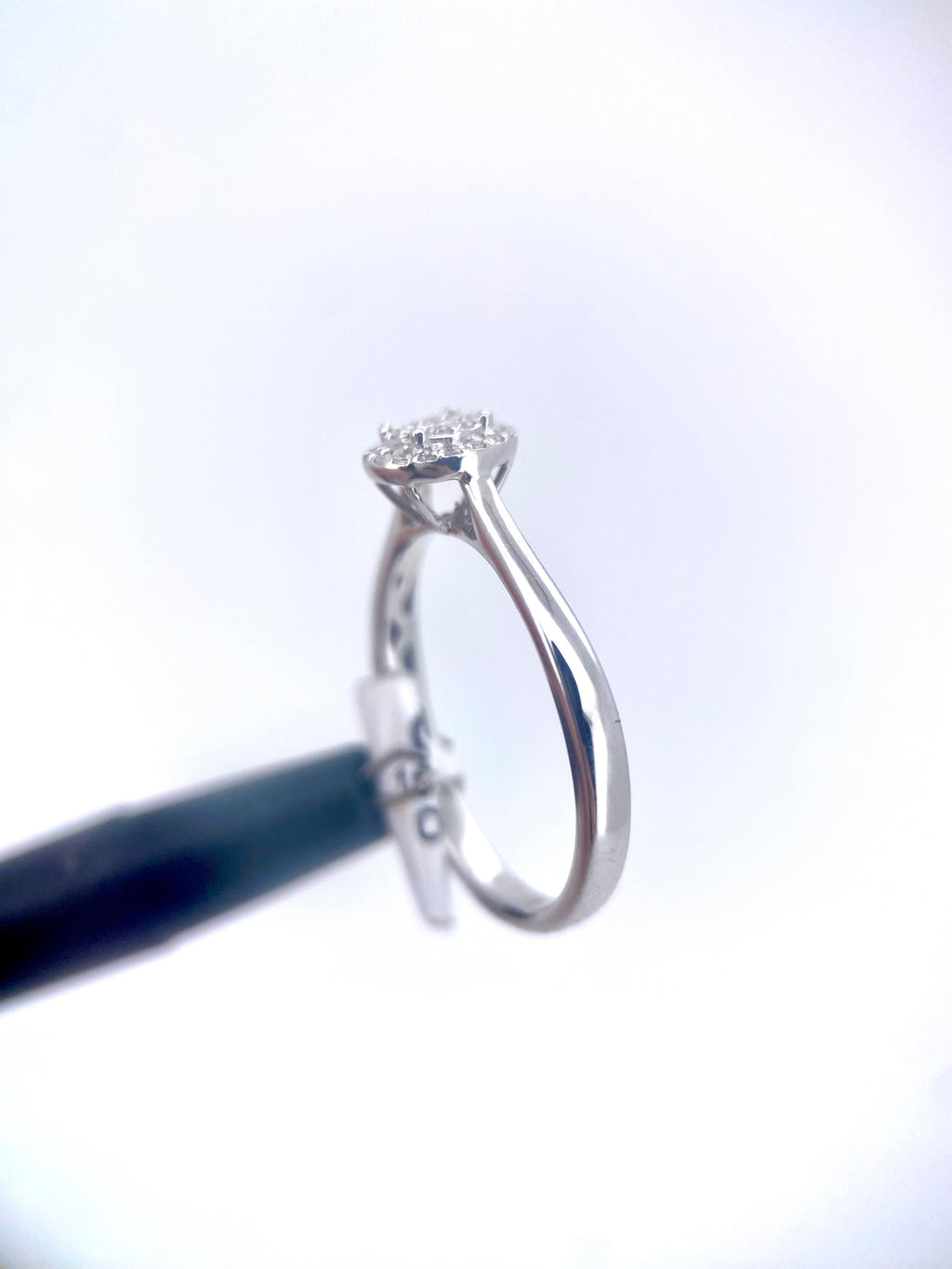 Oro Blanco 14k Redondo 0.15ct de Diamante                                                   Anillo Compromiso OF1869