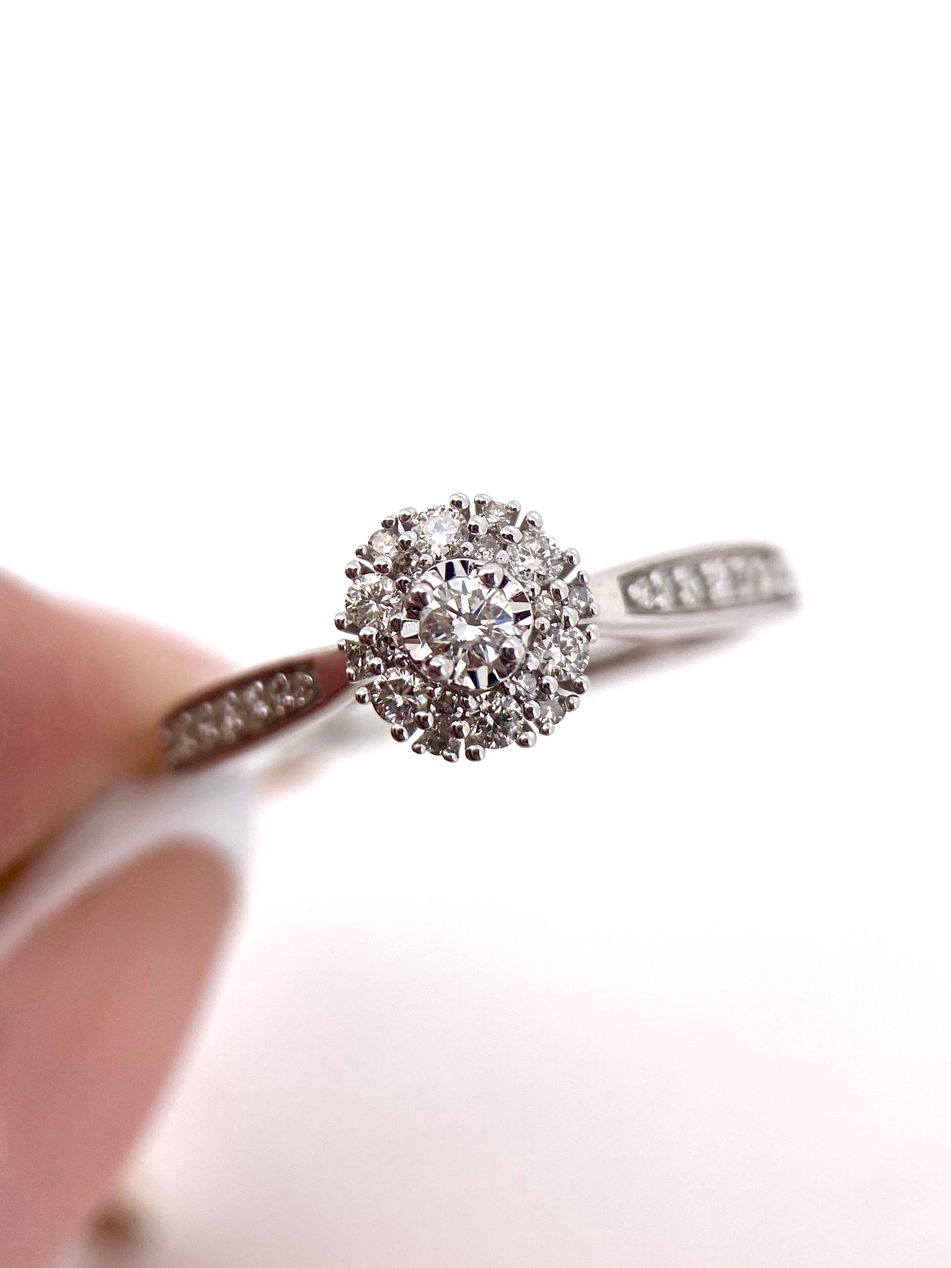 Oro Blanco 14k Redondo 0.33ct de Diamantes Naturales                            Anillo Compromiso OF2294