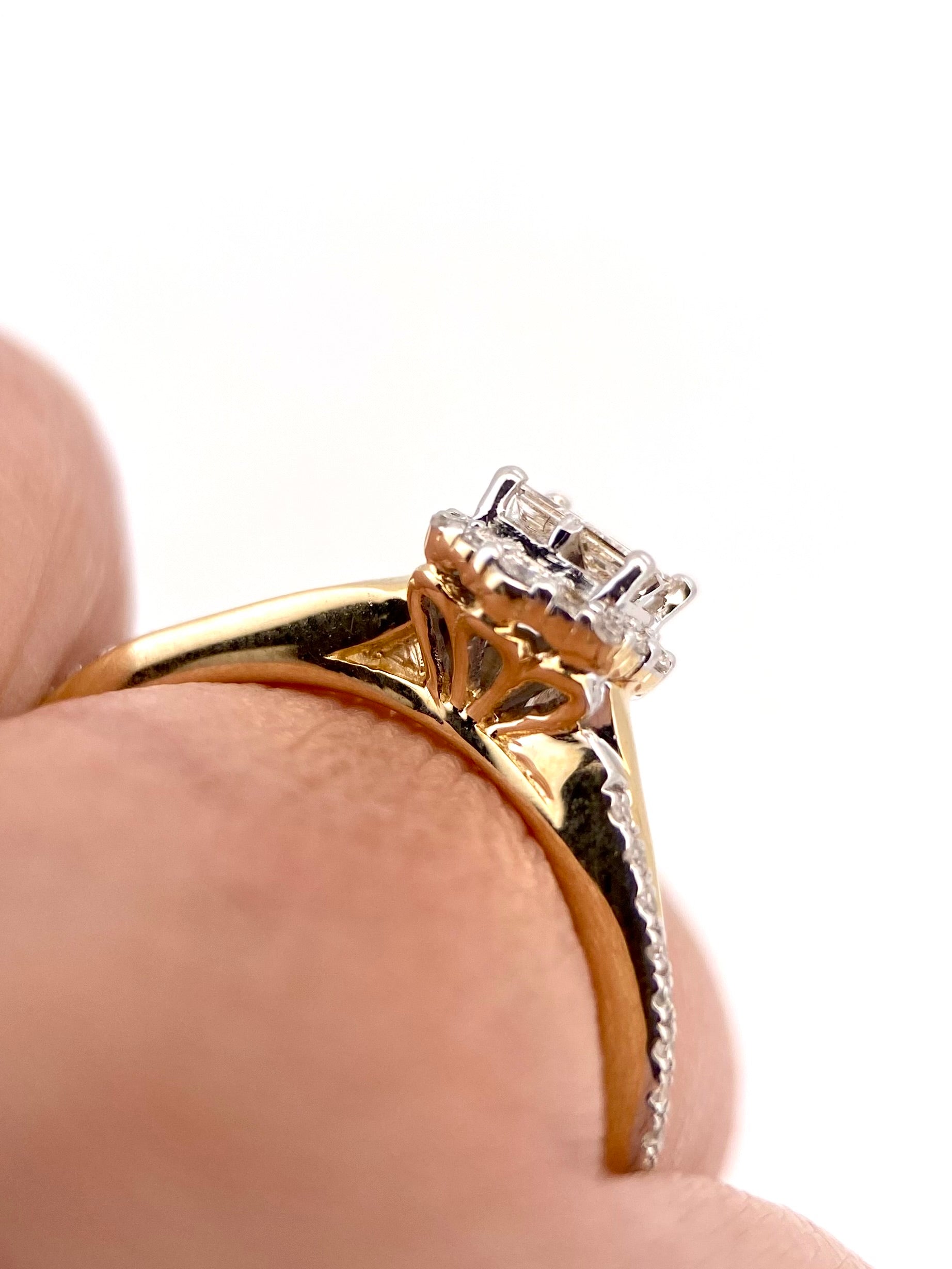 Oro Amarillo 14k Redondo 0.35ct de Diamantes Naturales                            Anillo Compromiso OF2291