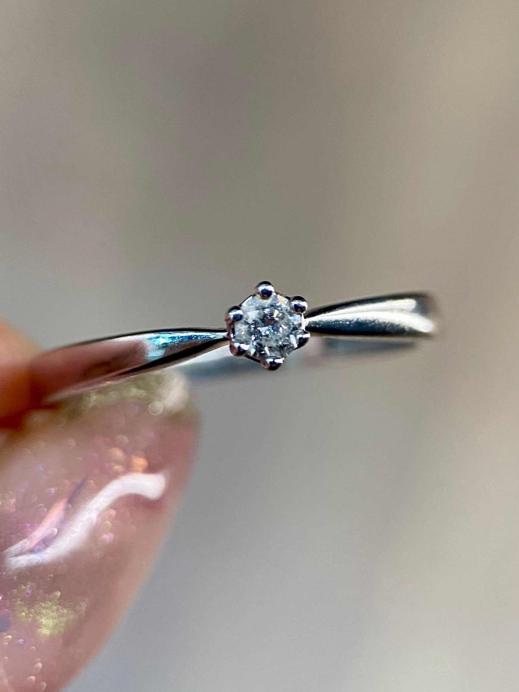 Oro Blanco 14k Redondo 0.10ct de Diamante Natural                                                  Anillo Compromiso OF1963