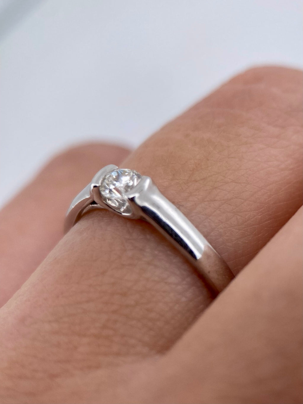 Oro Blanco 14k Redondo 0.17ct de Diamante Natural                                                  Anillo Compromiso OF2004