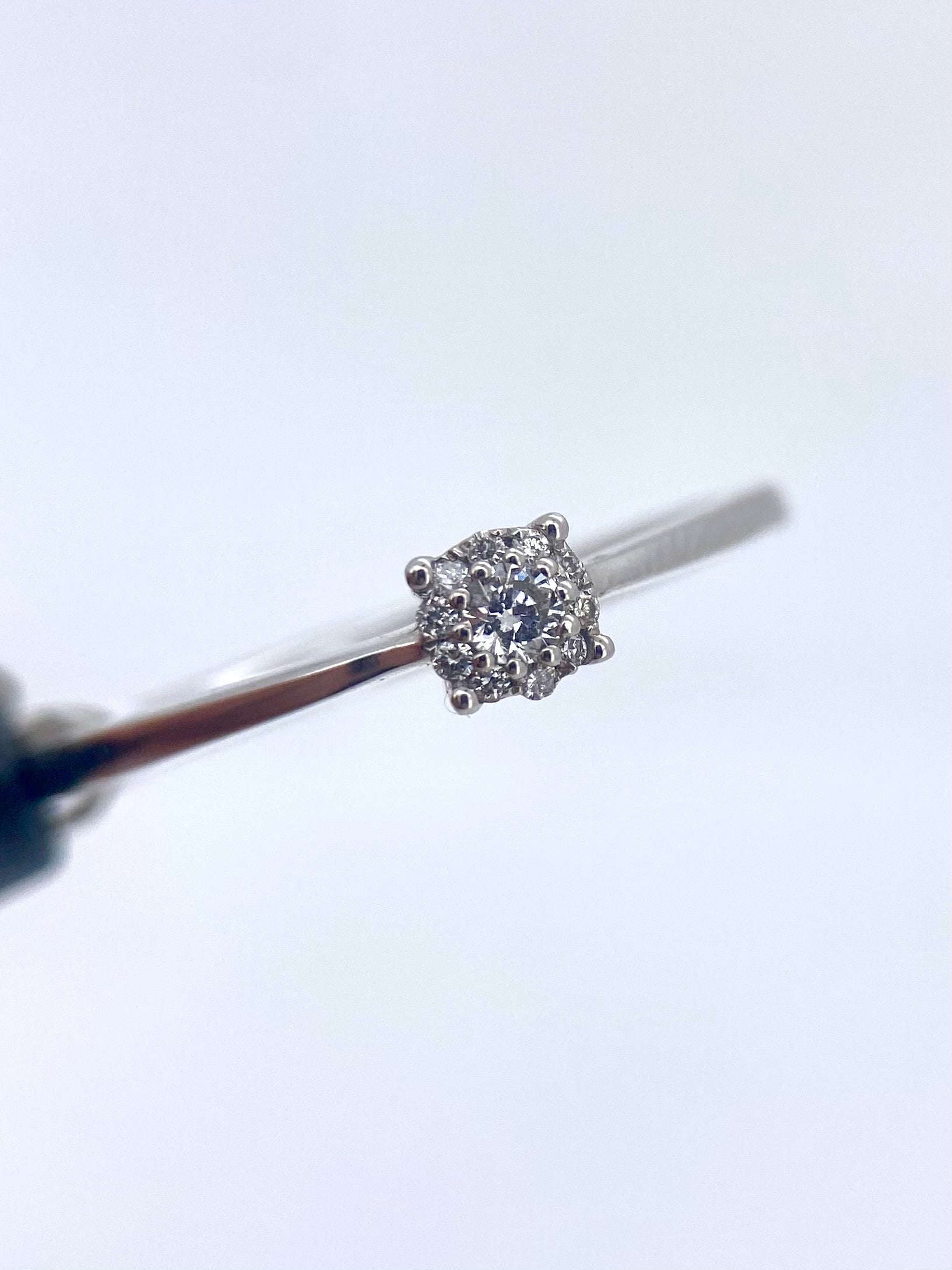 Oro Blanco 14k Redondo 0.15ct de Diamante Natural                                                  Anillo Compromiso OF2052