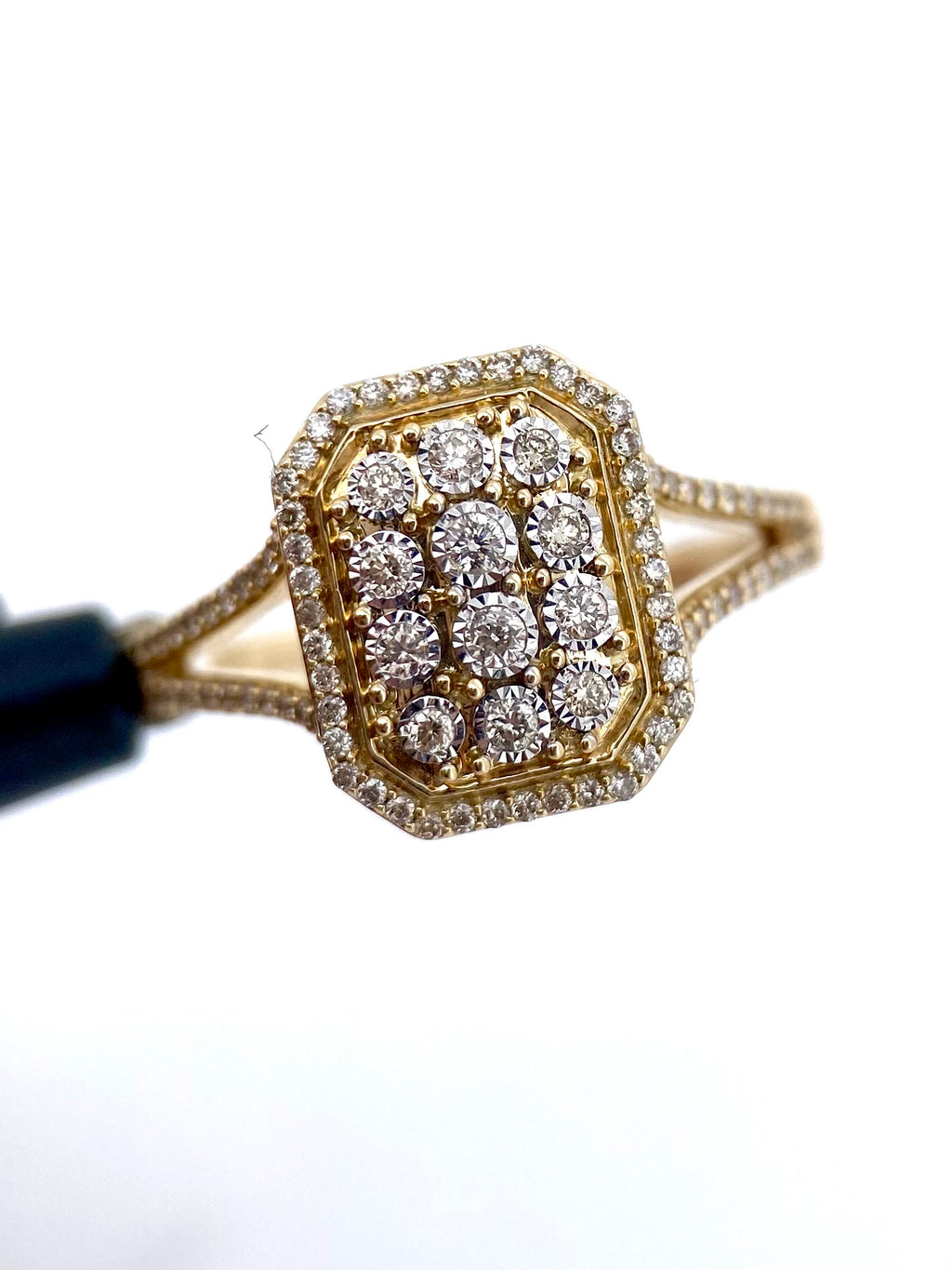 Oro Amarillo 14k Esmeralda 0.35ct de Diamantes Naturales                            Anillo Compromiso OF2250