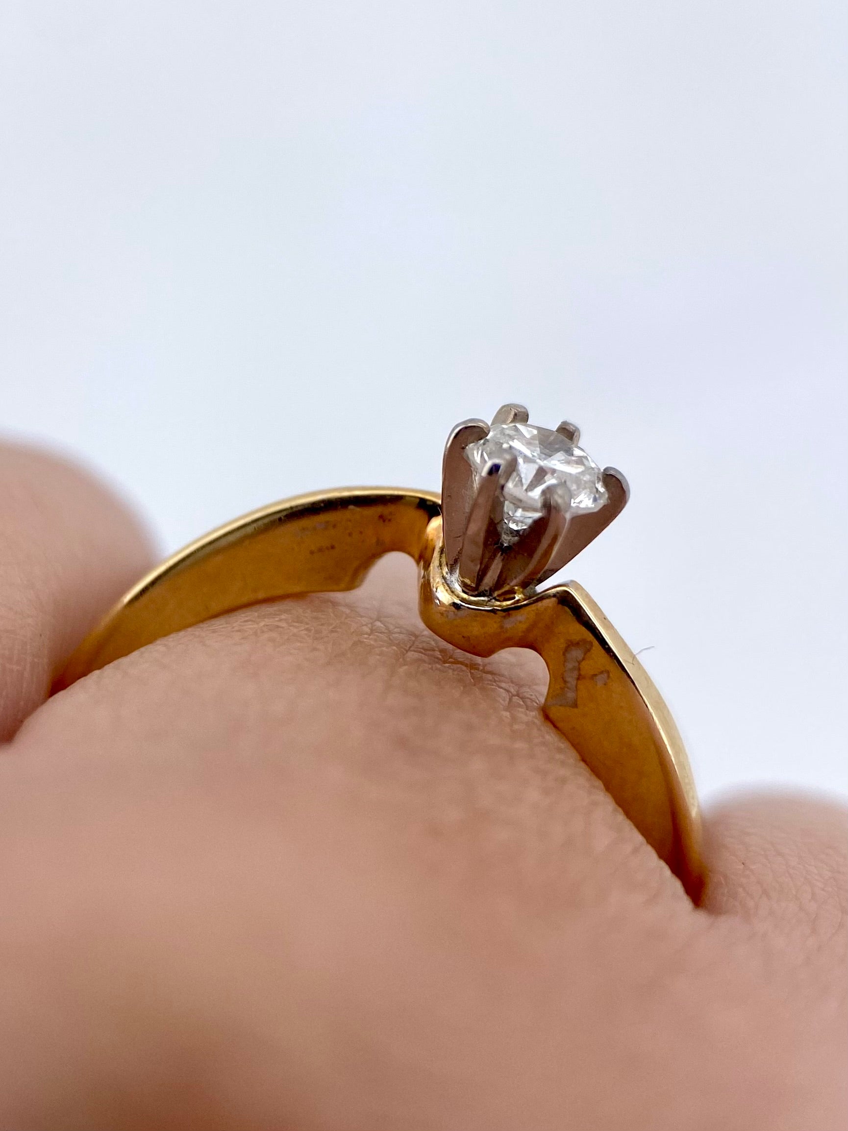 Oro Amarillo 14k Redondo 0.23ct de Diamante Natural                              Anillo Compromiso OF1778