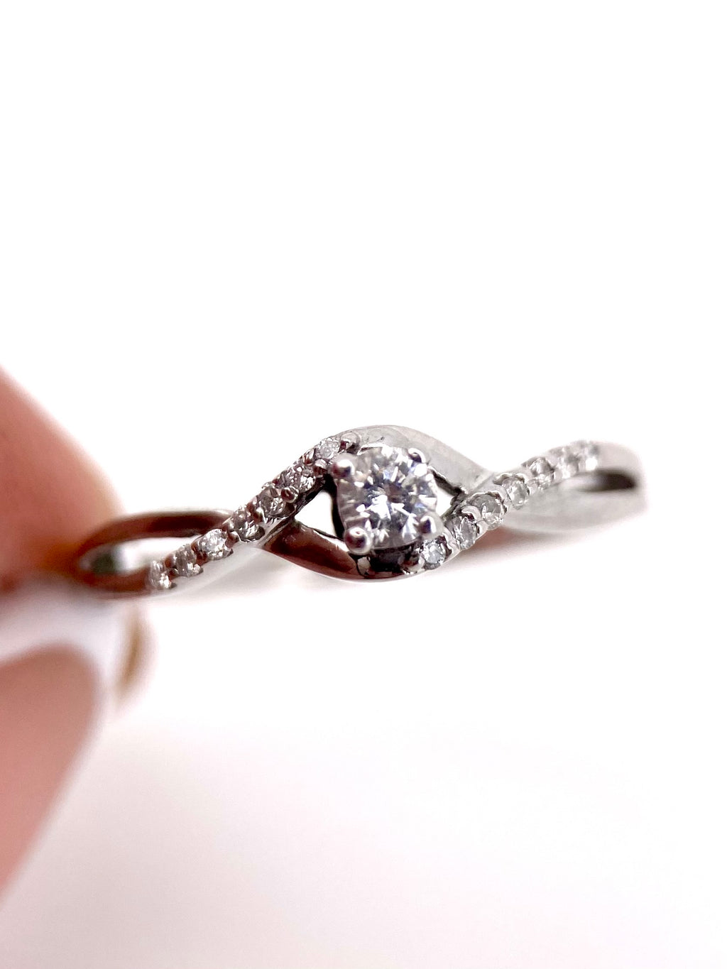 Oro Blanco 14k Redondo 0.17ct de Diamantes Naturales                            Anillo Compromiso OF2299