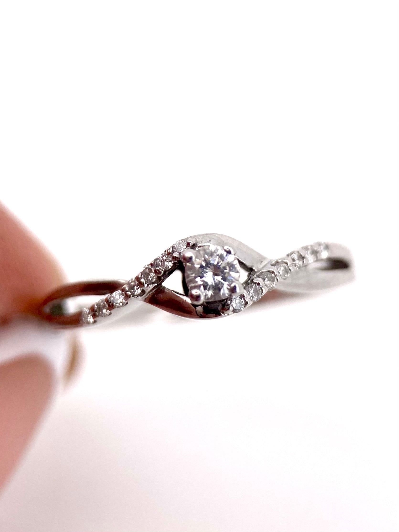 Oro Blanco 14k Redondo 0.17ct de Diamantes Naturales                            Anillo Compromiso OF2299