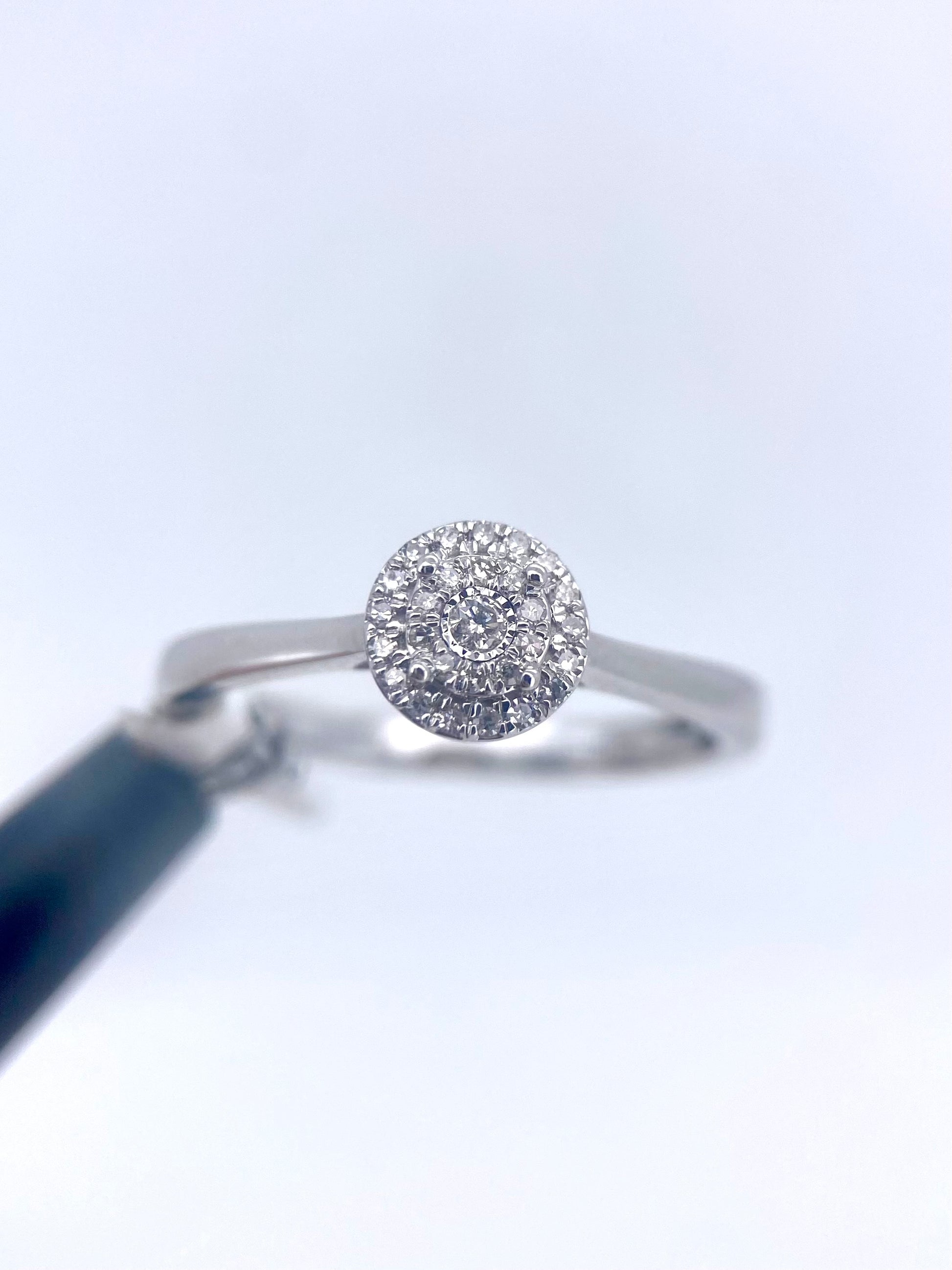 Oro Blanco 14k Redondo 0.15ct de Diamante                                                   Anillo Compromiso OF1869