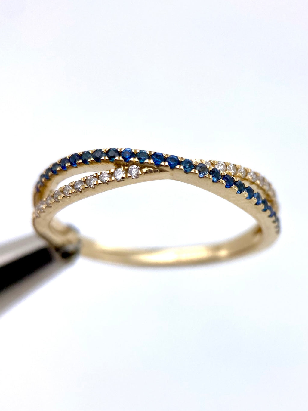 Churumbela Zafiros y Diamantes 0.71ct Oro 14k Blanco.            OF2372