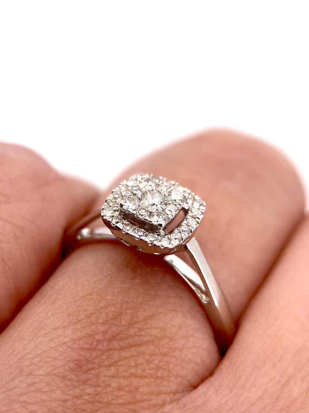 Oro Blanco 14k Princes 0.30ct de Diamantes Naturales                            Anillo Compromiso OF2293