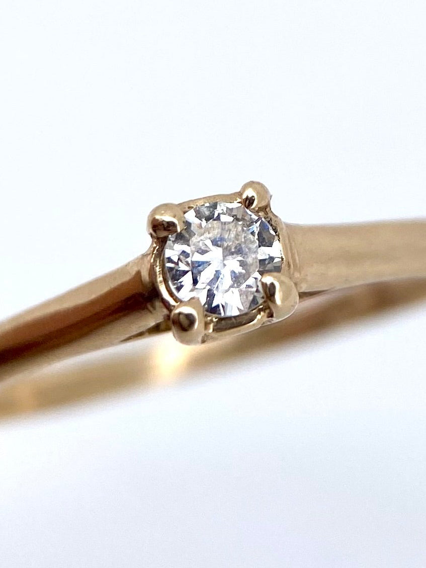 Oro Amarillo 14k Redondo 0.17ct de Diamante Natural                              Anillo Compromiso OF2045