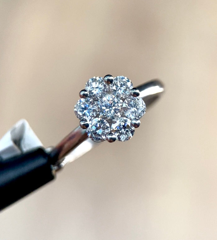 Oro Blanco 14k Redondo 0.40ct de Diamante Natural                                                  Anillo Compromiso OF1936