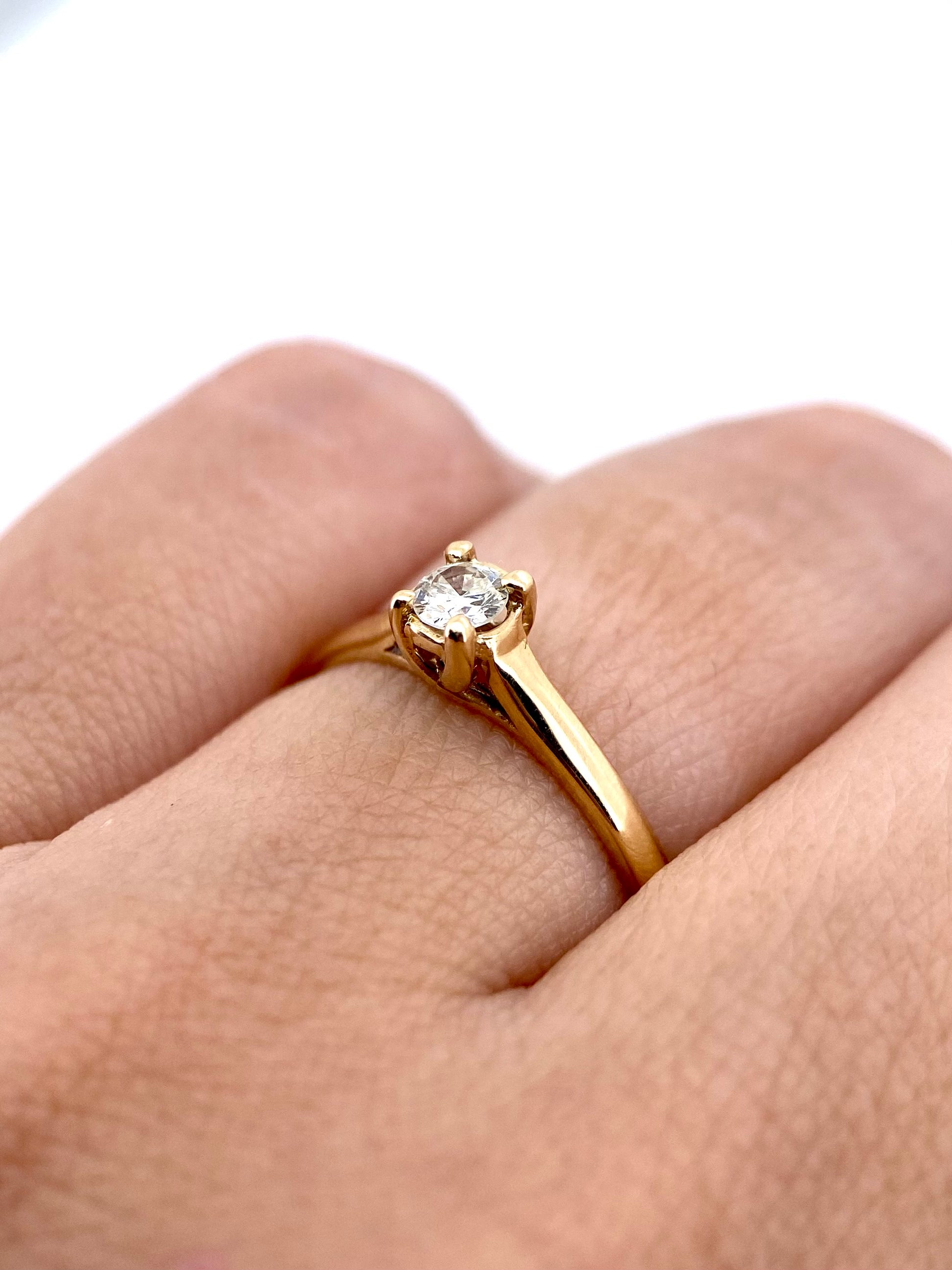 Oro Amarillo 14k Redondo 0.17ct de Diamante Natural                              Anillo Compromiso OF2045