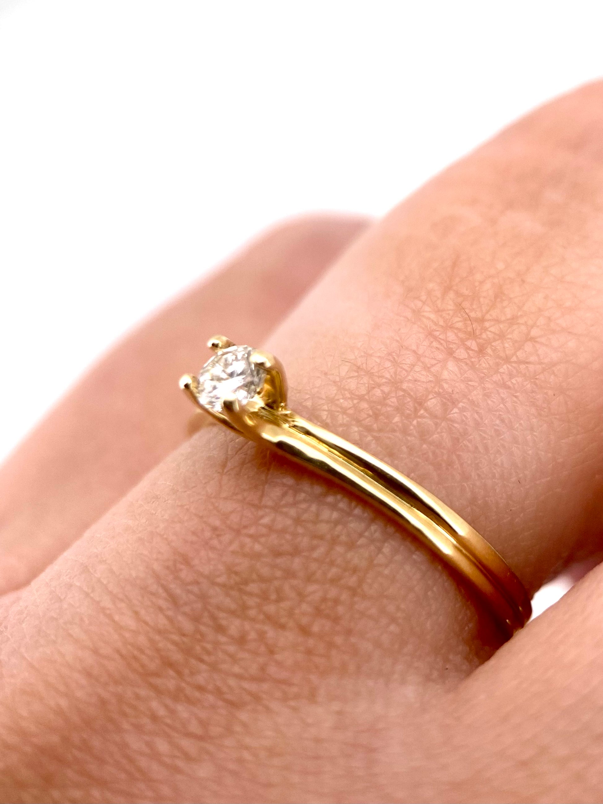Oro Amarillo 14k Redondo 0.15ct de Diamante Natural                              Anillo Compromiso OF1998