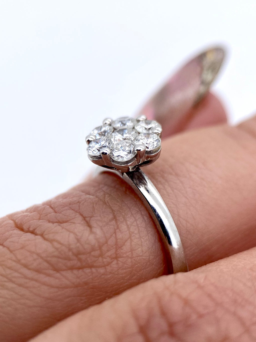 Oro Blanco 14k Redondo 0.40ct de Diamante Natural                                                  Anillo Compromiso OF1936