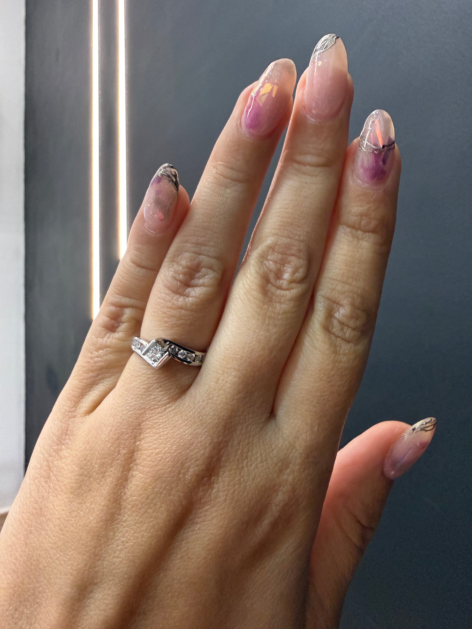 Oro Blanco 14k Redondo 0.16ct + 0.25ct de Diamantes Naturales                            Anillo Compromiso OF2032