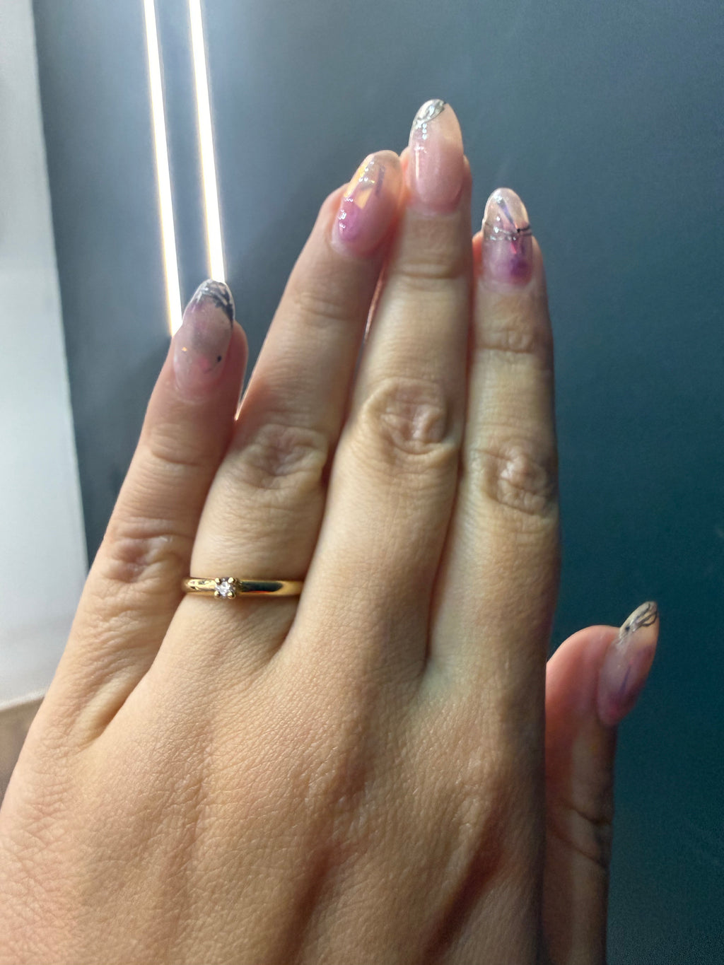 Oro Amarillo 14k Redondo 0.08ct de Diamante Natural                              Anillo Compromiso OF2213