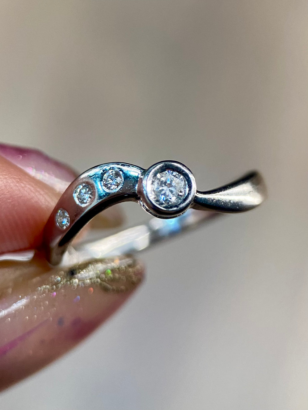 Oro Blanco 14k Redondo 0.18ct de Diamante Natural                                                  Anillo Compromiso OF1175
