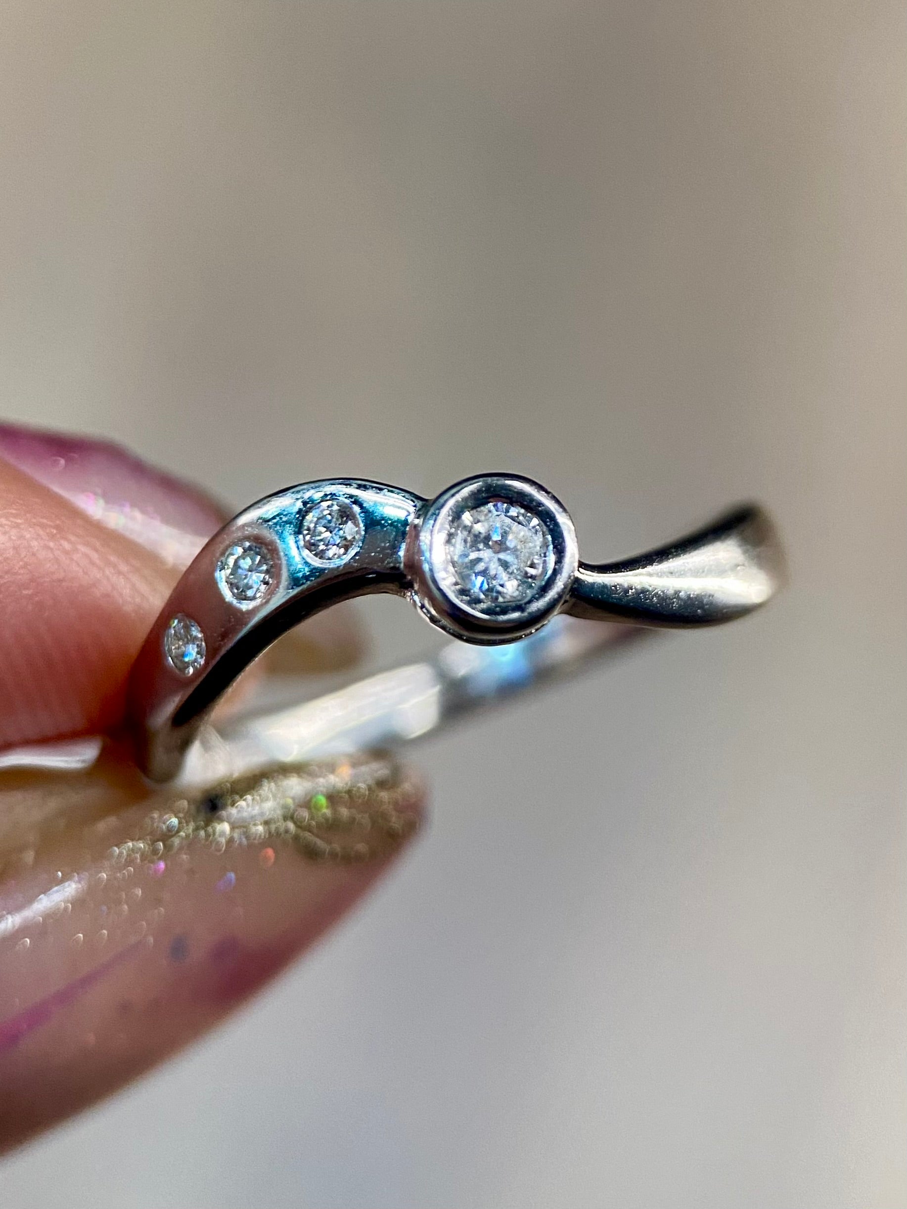 Oro Blanco 14k Redondo 0.18ct de Diamante Natural                                                  Anillo Compromiso OF1175