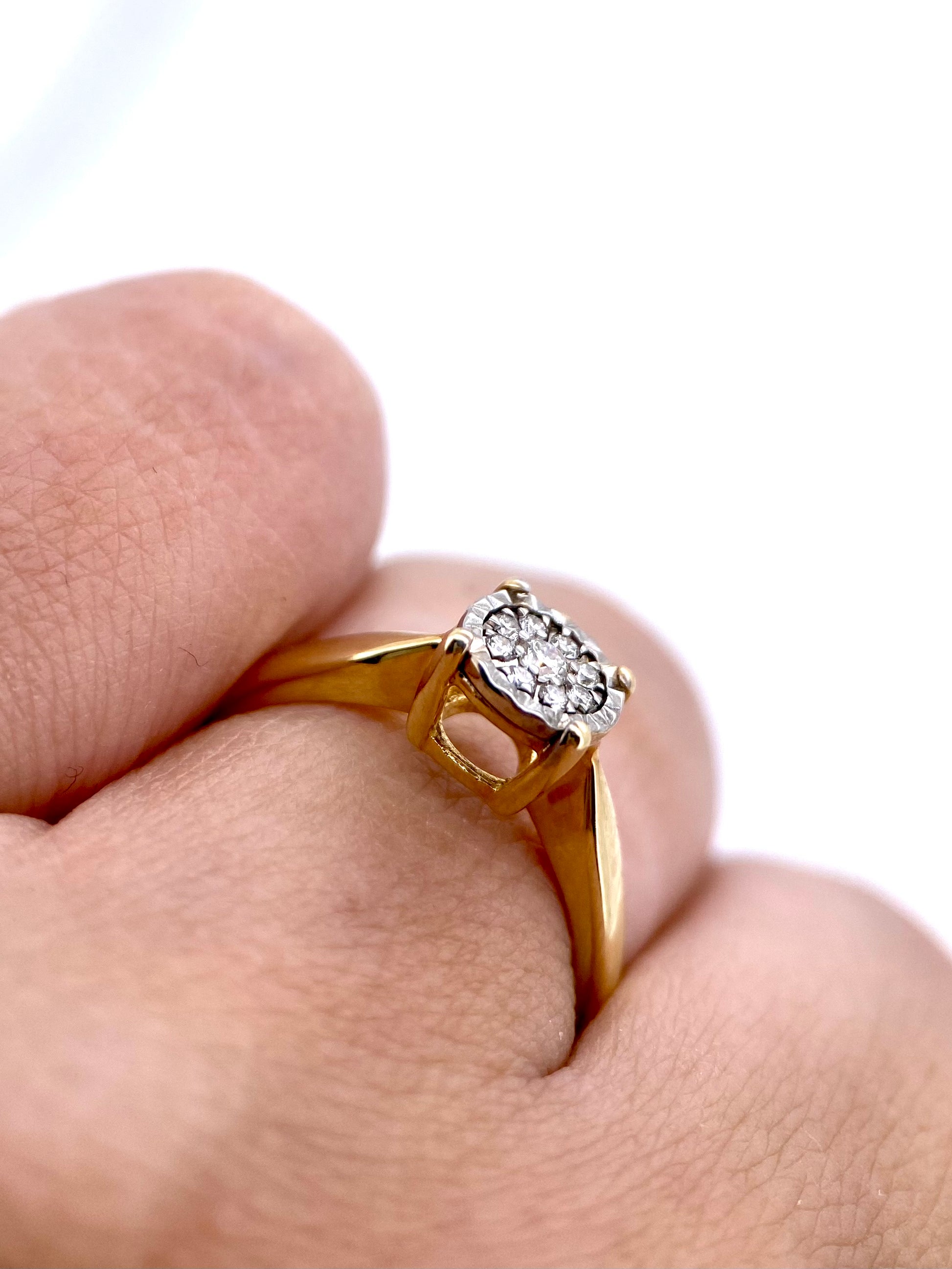 Oro Amarillo 14k Redondo 0.20ct de Diamantes Naturales                            Anillo Compromiso OF2329