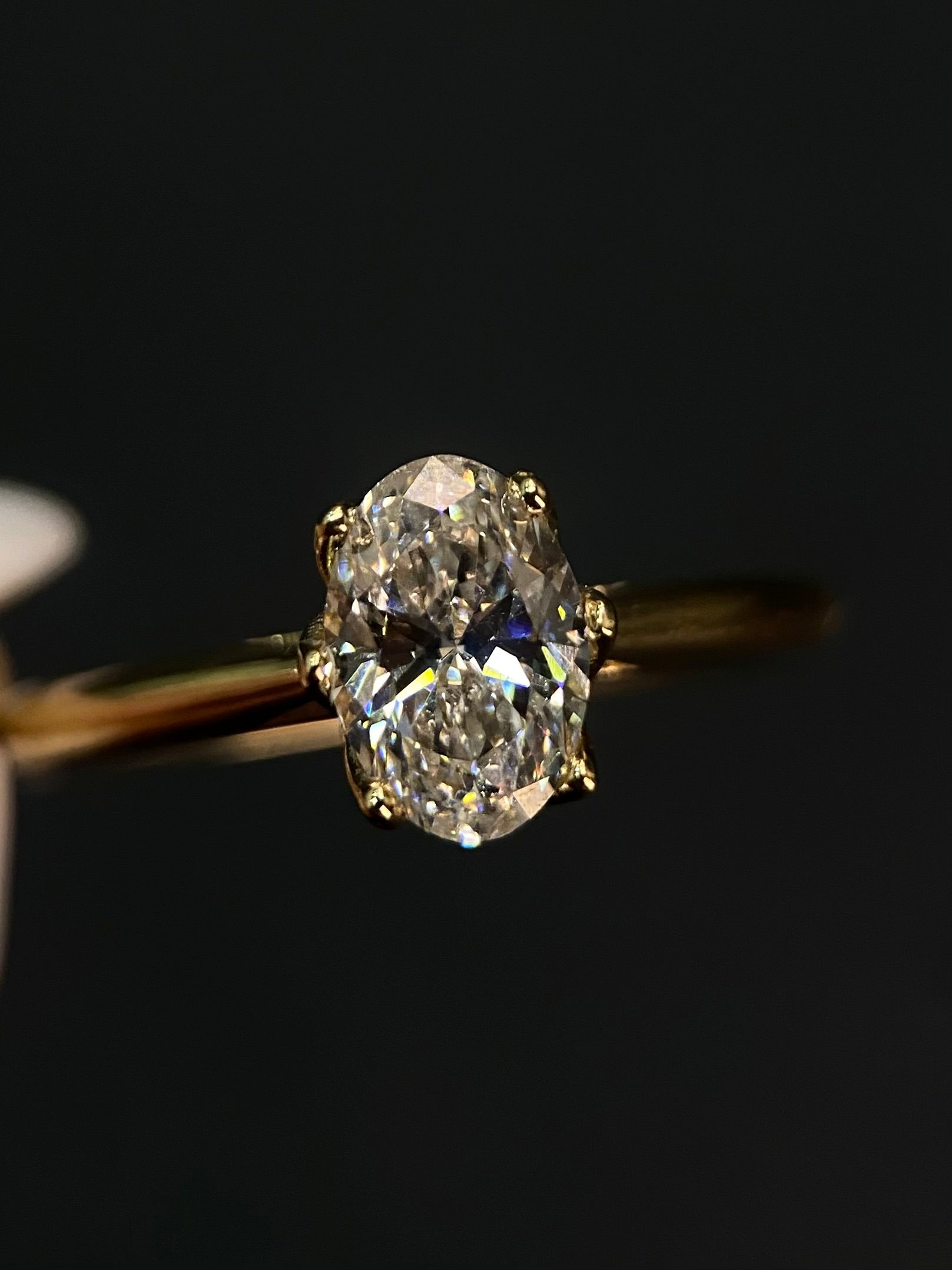 Diamante Laboratorio IGI Oval 1.00ct Oro 14k Amarillo-Anillo de Compromiso