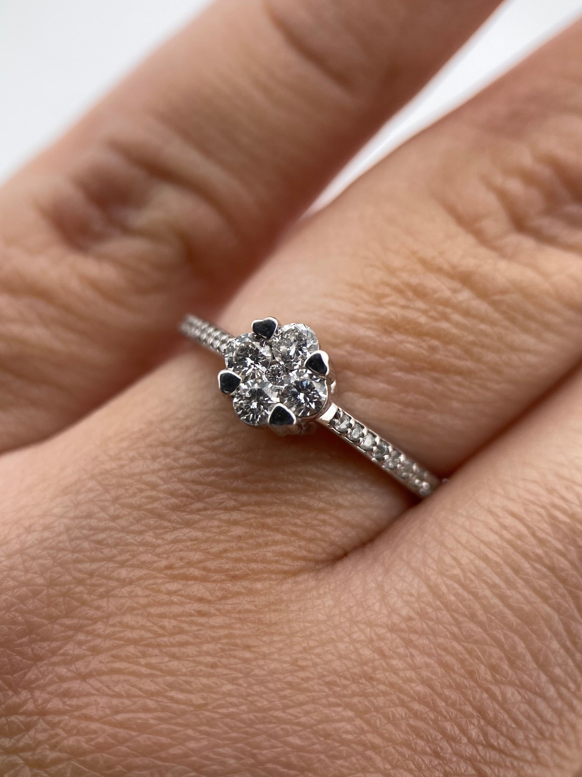 Oro Blanco 14k Redondo 0.41ct de Diamante                                                   Anillo Compromiso OF1870