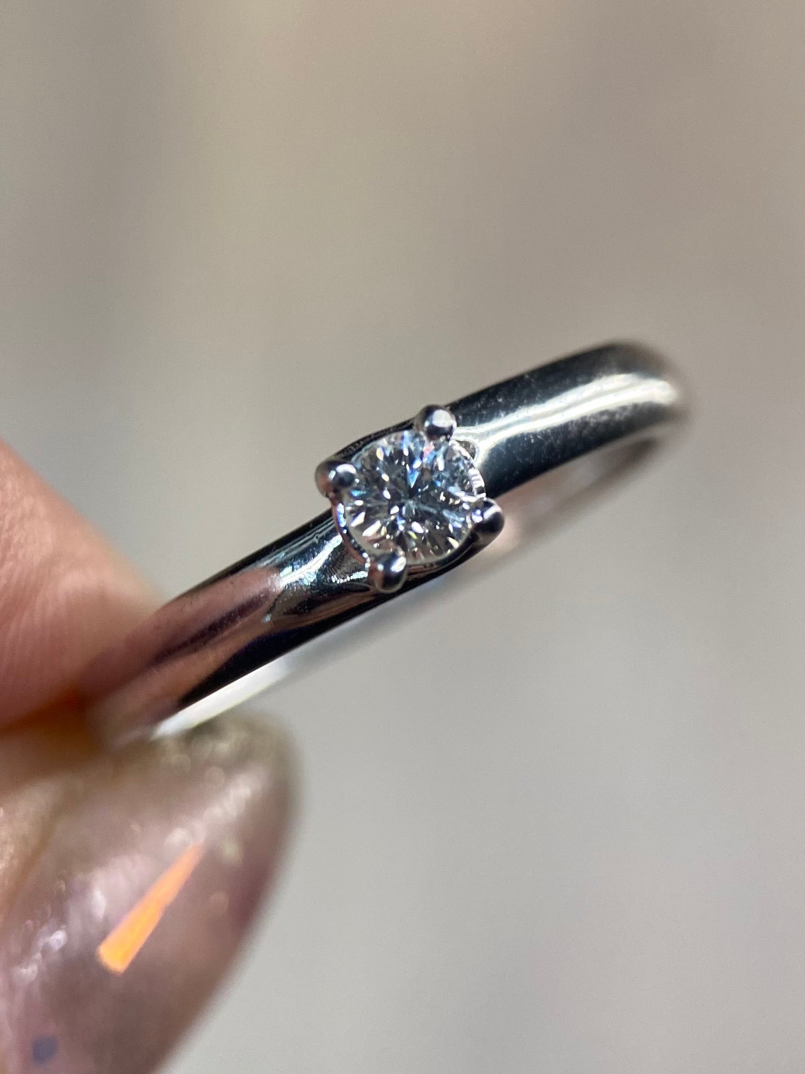 Oro Blanco 14k Redondo 0.23ct de Diamante Natural                                                  Anillo Compromiso OF1438