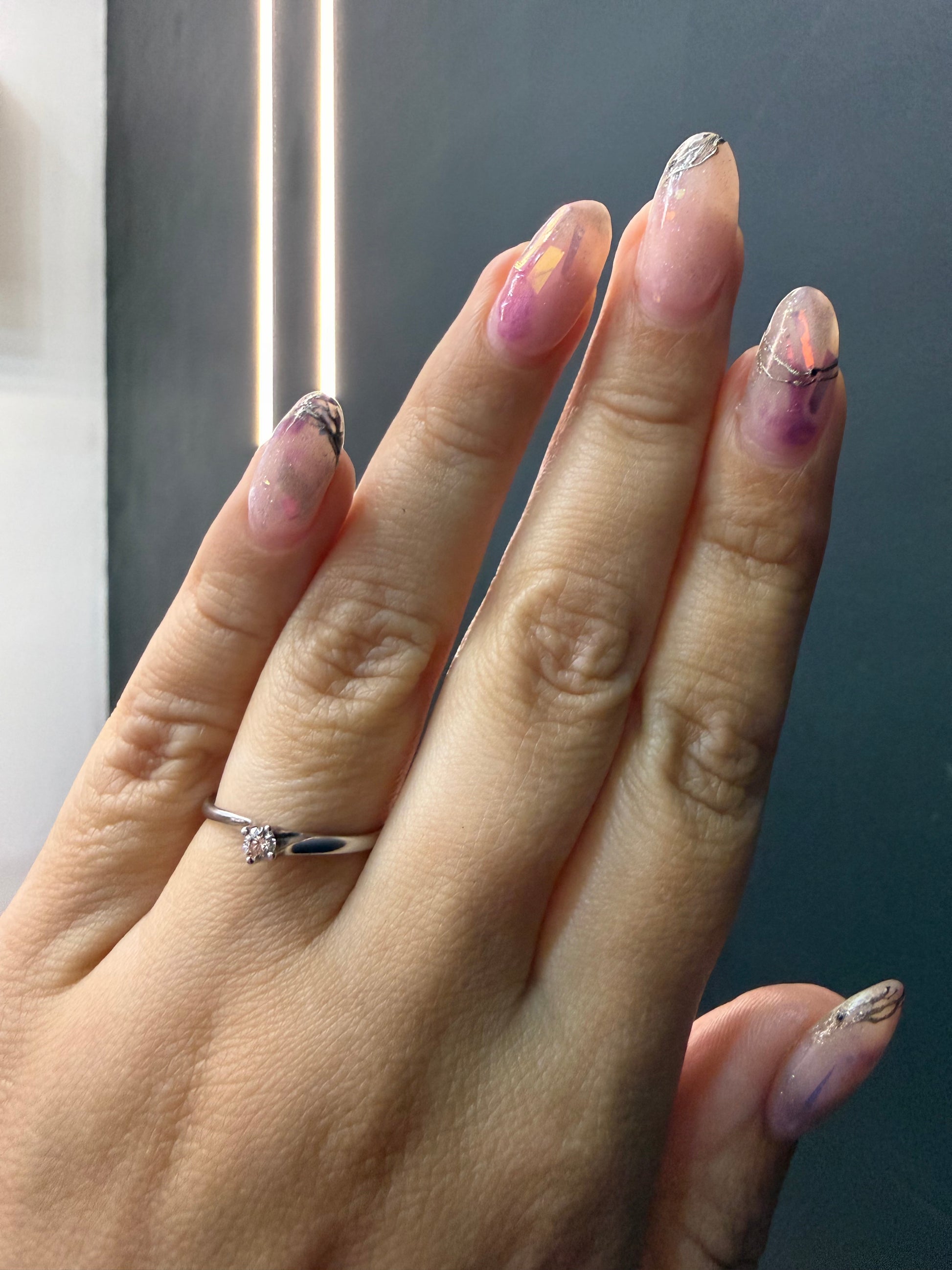 Oro Blanco 14k Redondo 0.10ct de Diamante Natural                                                  Anillo Compromiso OF1953