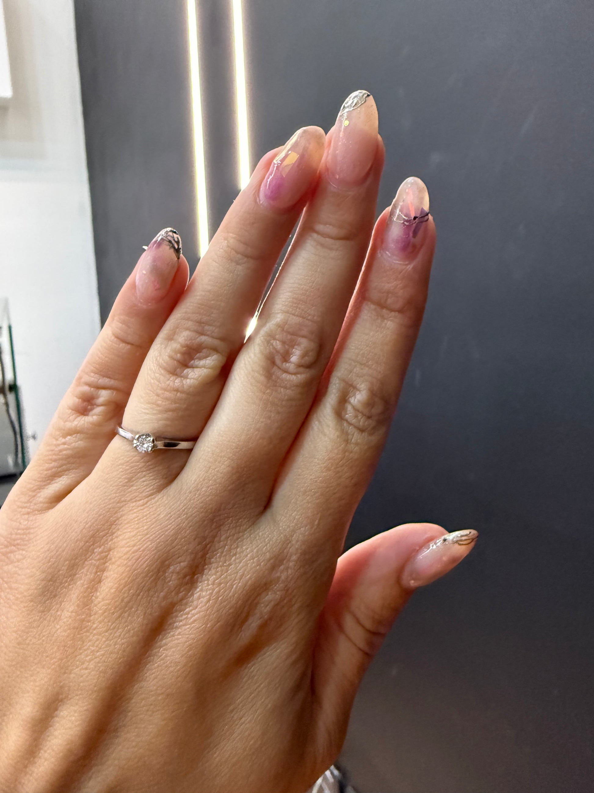 Oro Blanco 14k Redondo 0.12ct de Diamante Natural                                                  Anillo Compromiso OF1915