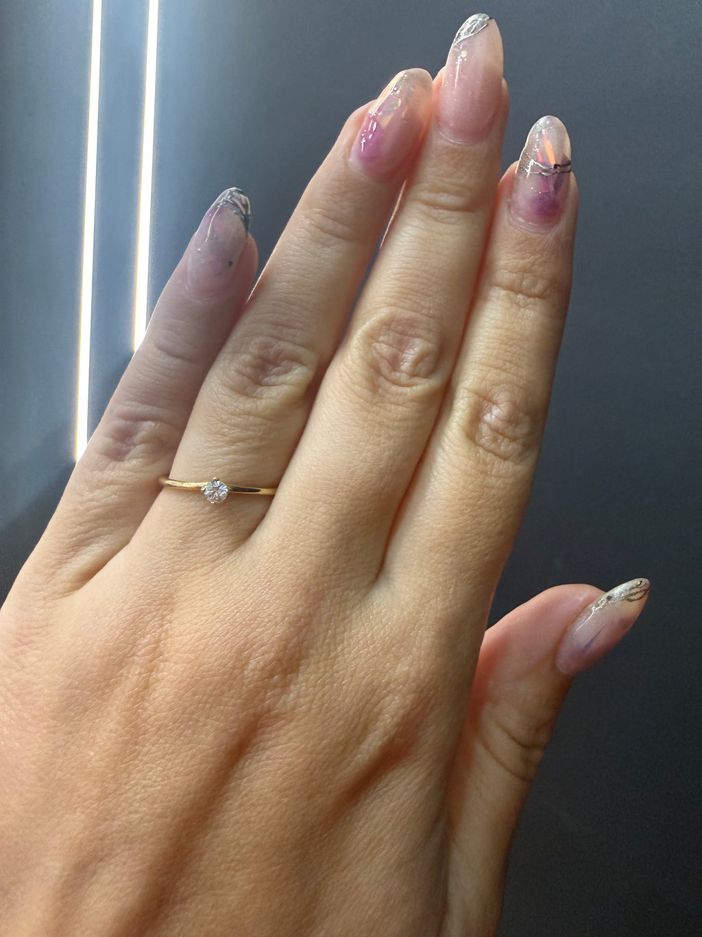 Oro Amarillo 14k Redondo 0.13ct de Diamante Natural                              Anillo Compromiso OF1748