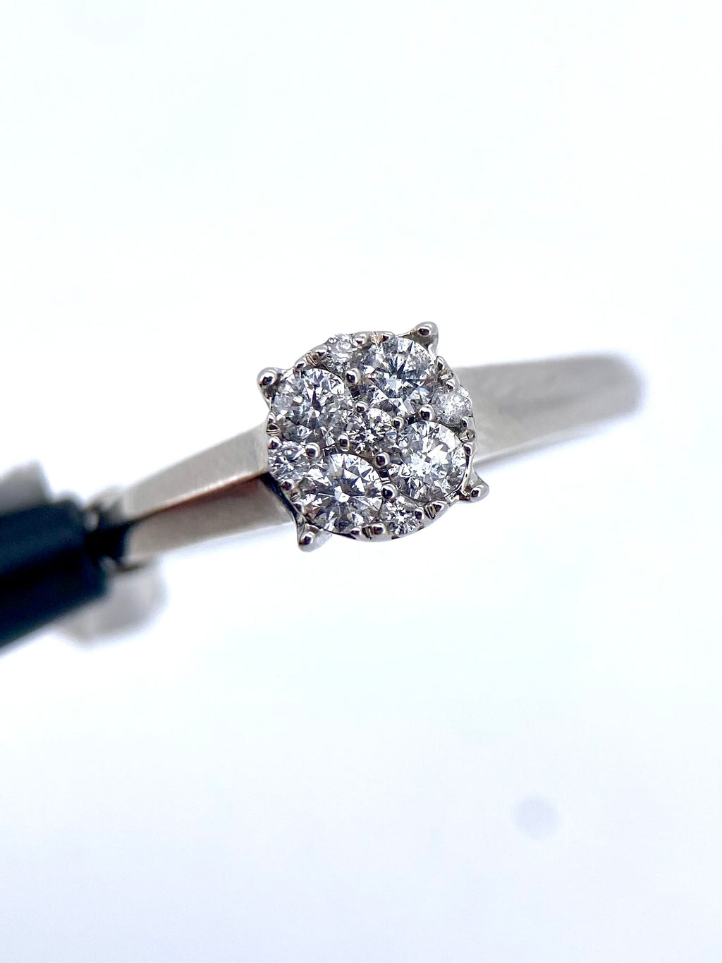 Oro Blanco 14k Redondo 0.35ct de Diamante Natural                                                  Anillo Compromiso OF2116