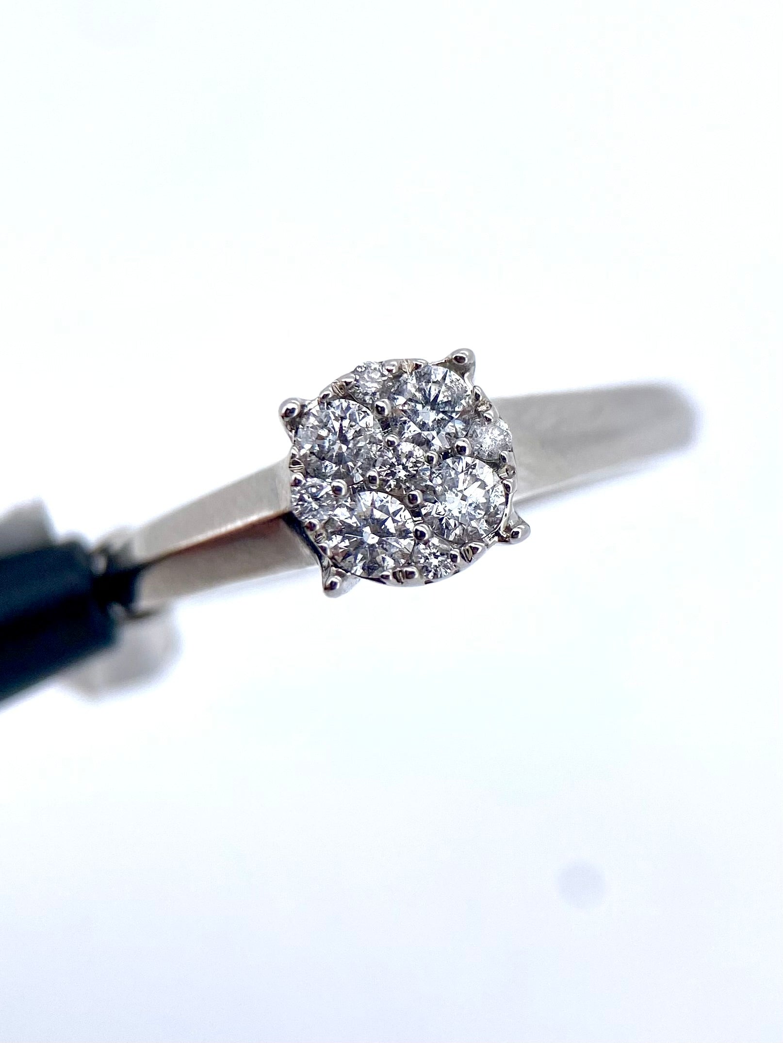 Oro Blanco 14k Redondo 0.35ct de Diamante Natural                                                  Anillo Compromiso OF2116