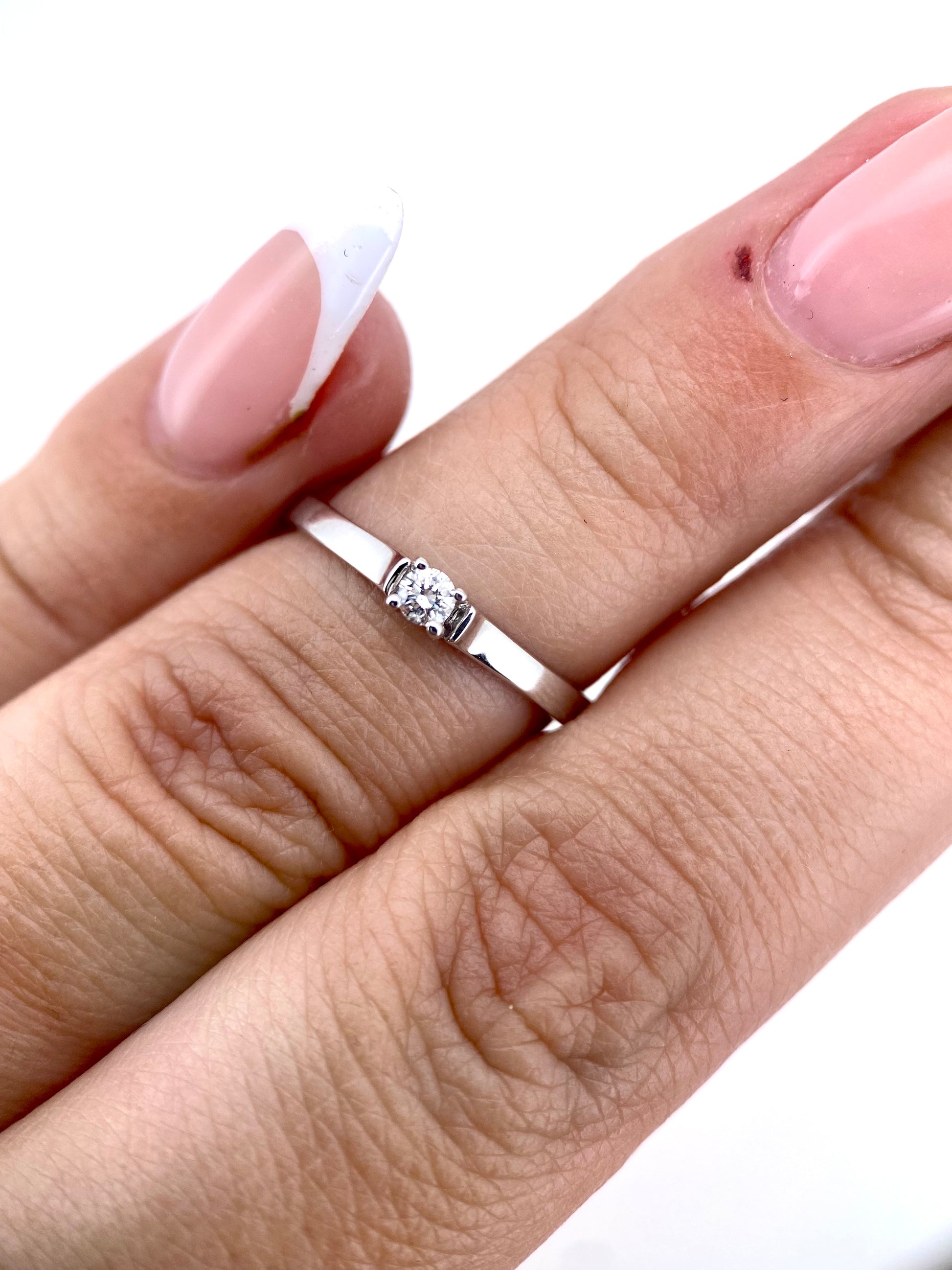 Oro Blanco 14k Princess 0.08ct de Diamante Natural                                                  Anillo Compromiso OF2333