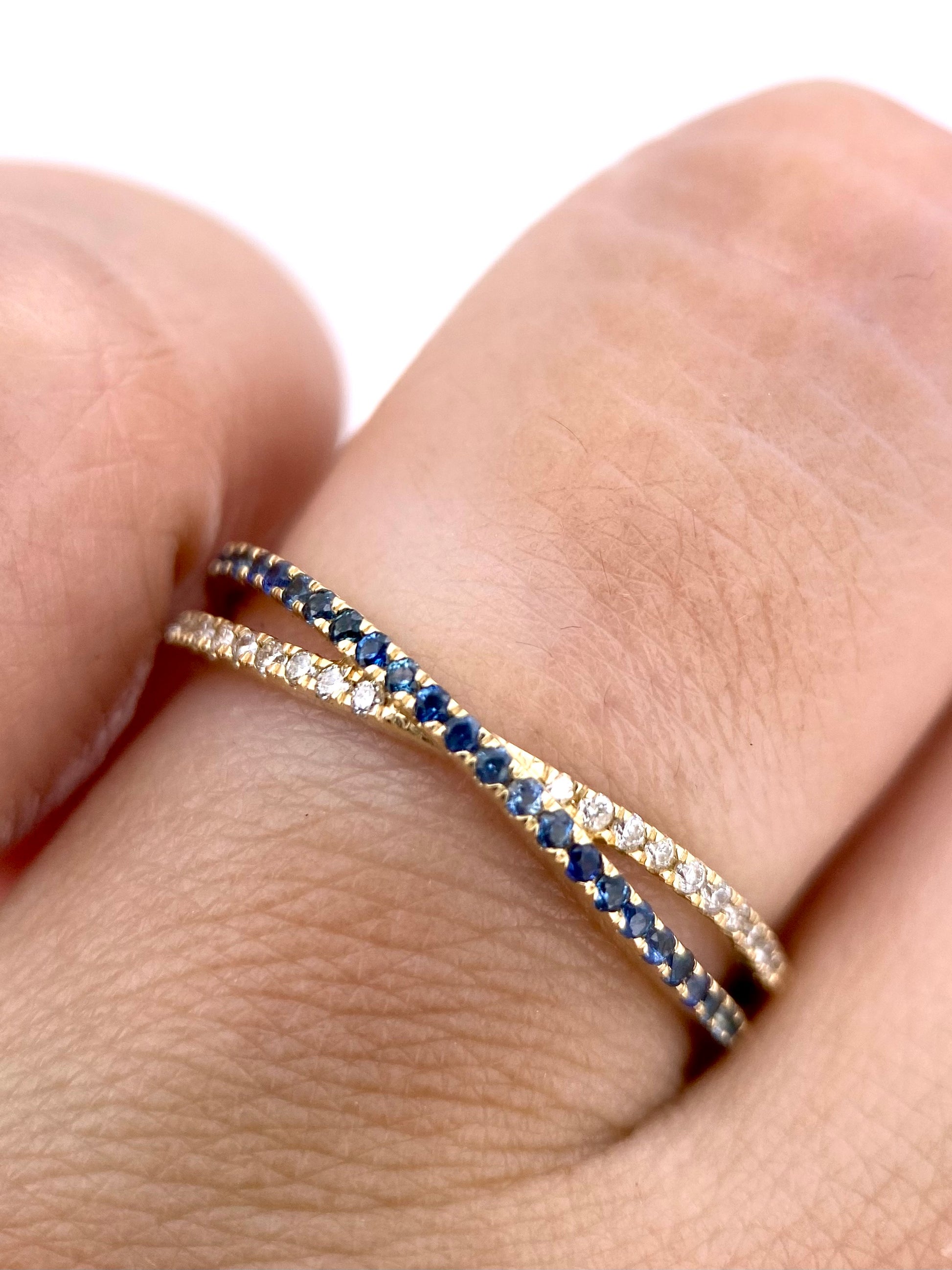 Churumbela Zafiros y Diamantes 0.71ct Oro 14k Blanco.            OF2372