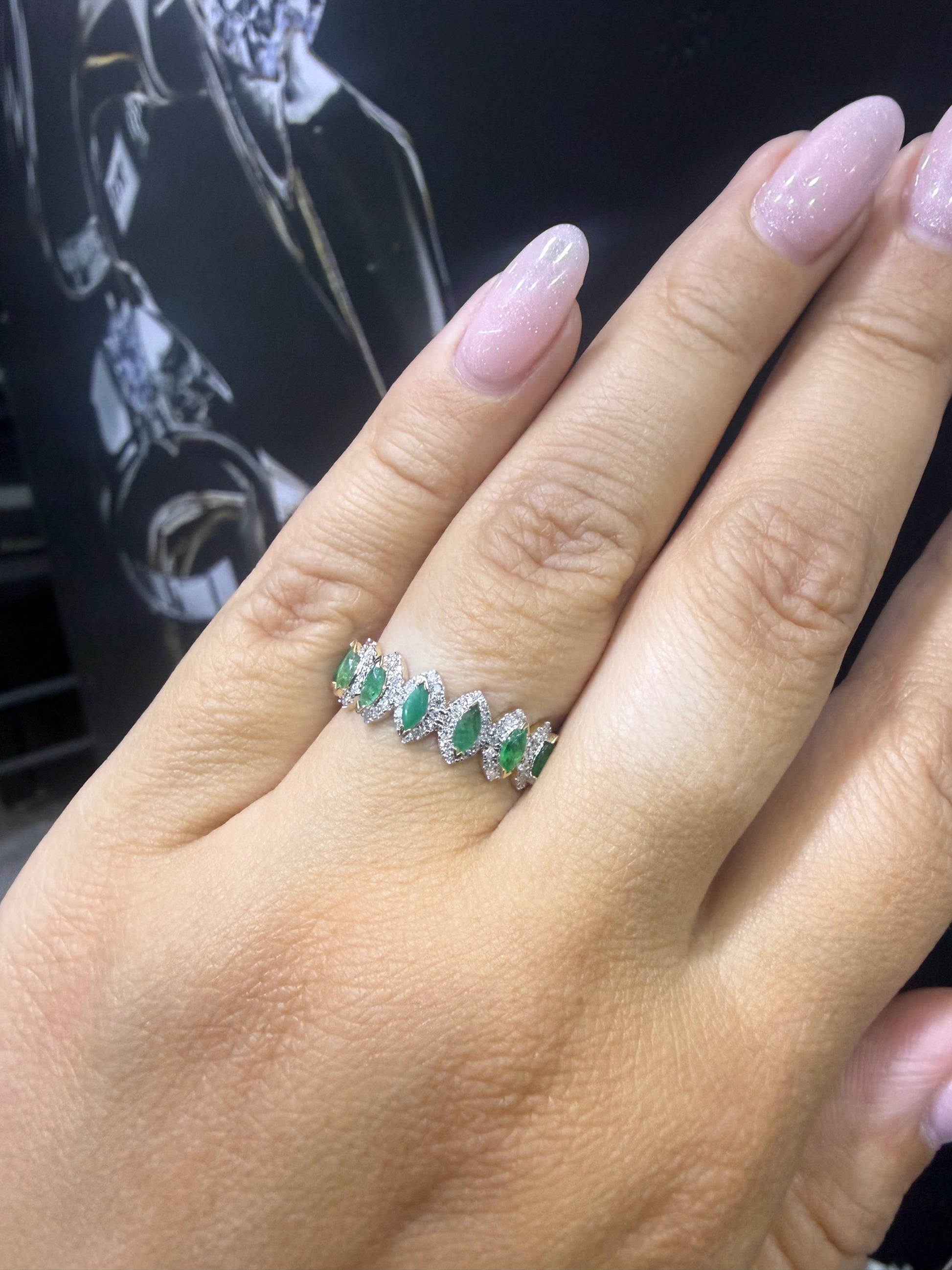 Churumbela Esmeraldas y Diamantes 1.05ct Oro 14k Blanco            OF2376