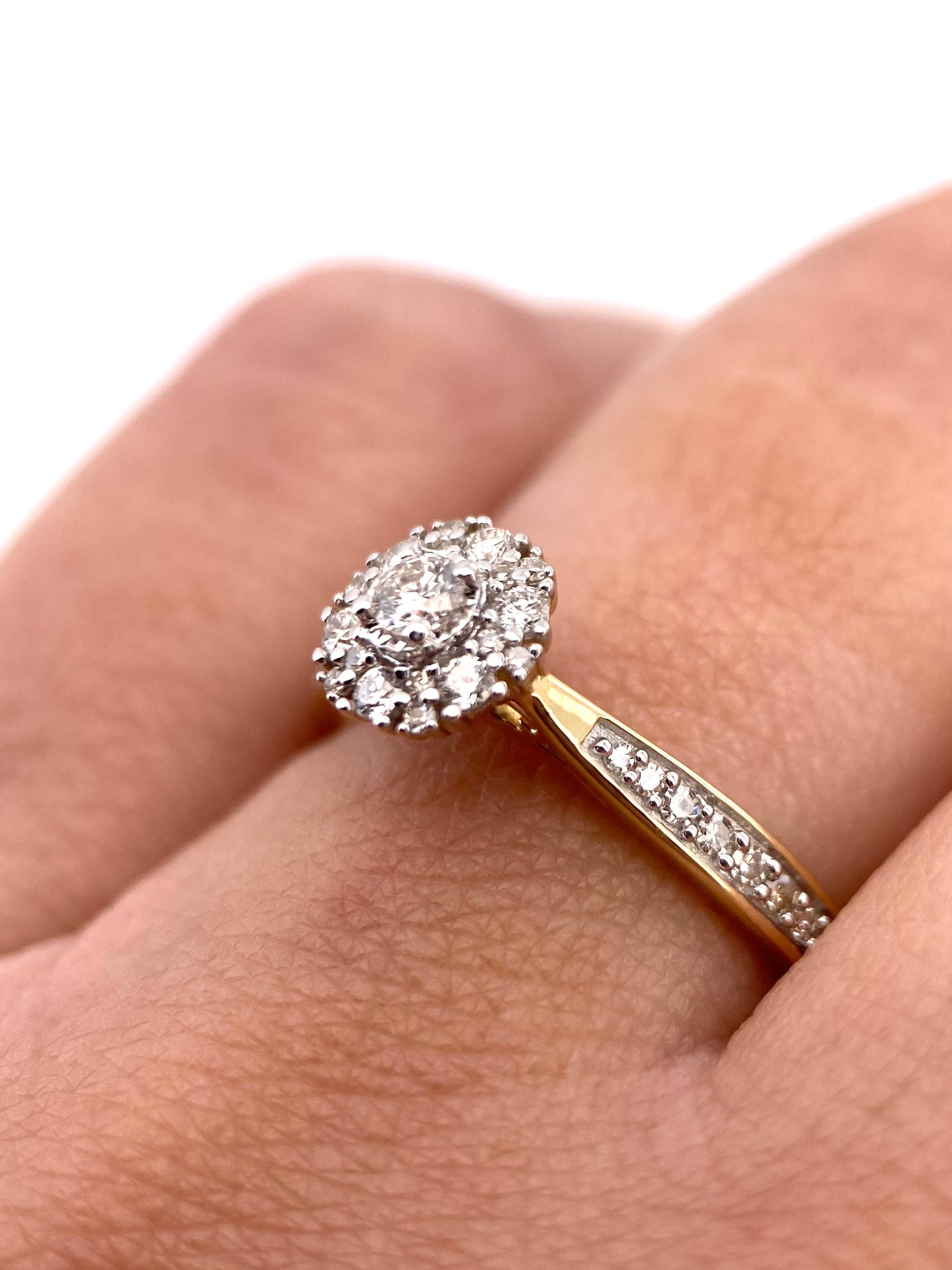 Oro Amarillo 14k Redondo 0.33ct de Diamantes Naturales                            Anillo Compromiso OF2292