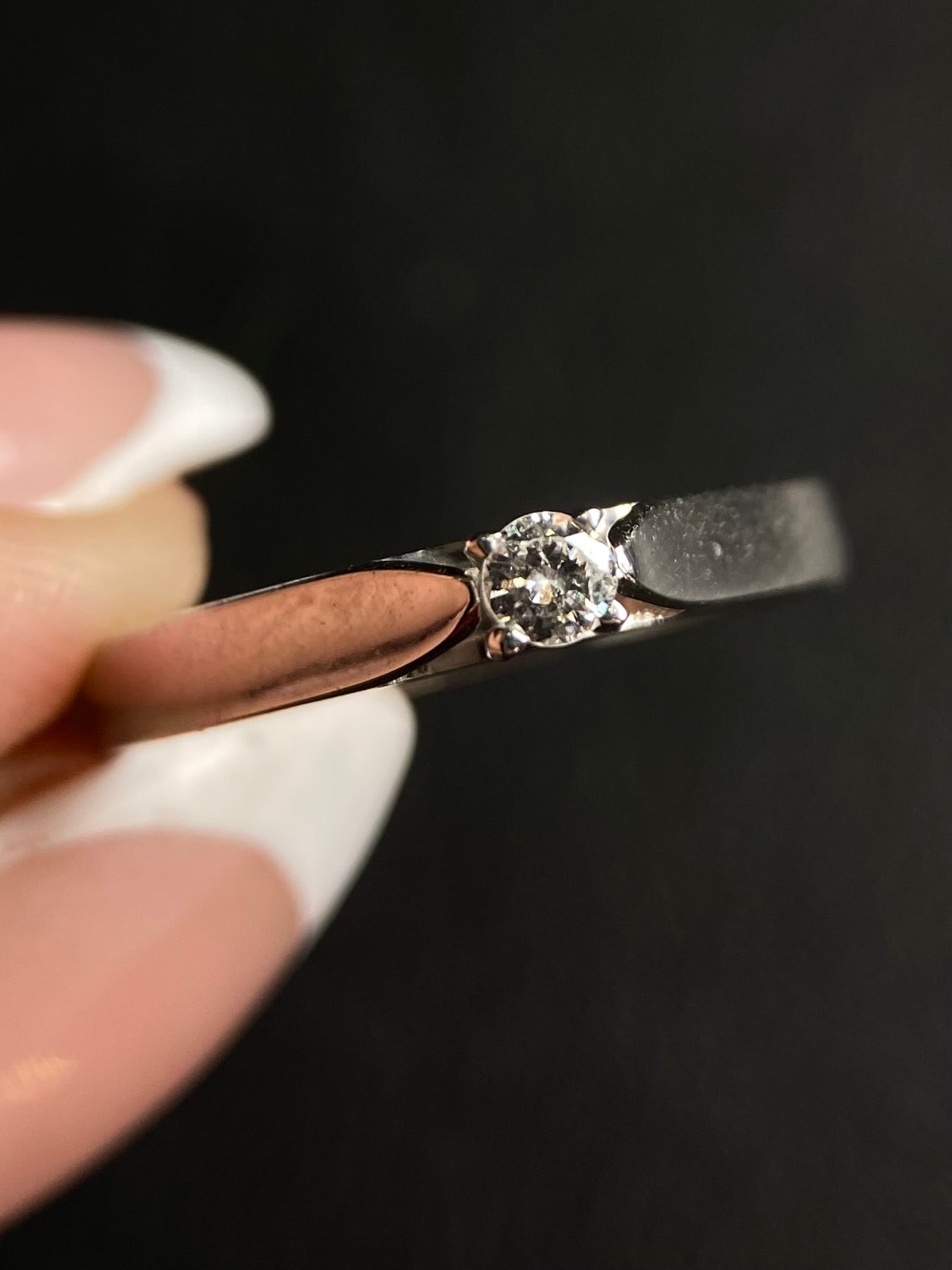 Oro Blanco 14k Redondo 0.09ct de Diamante Natural                                                  Anillo Compromiso OF2334