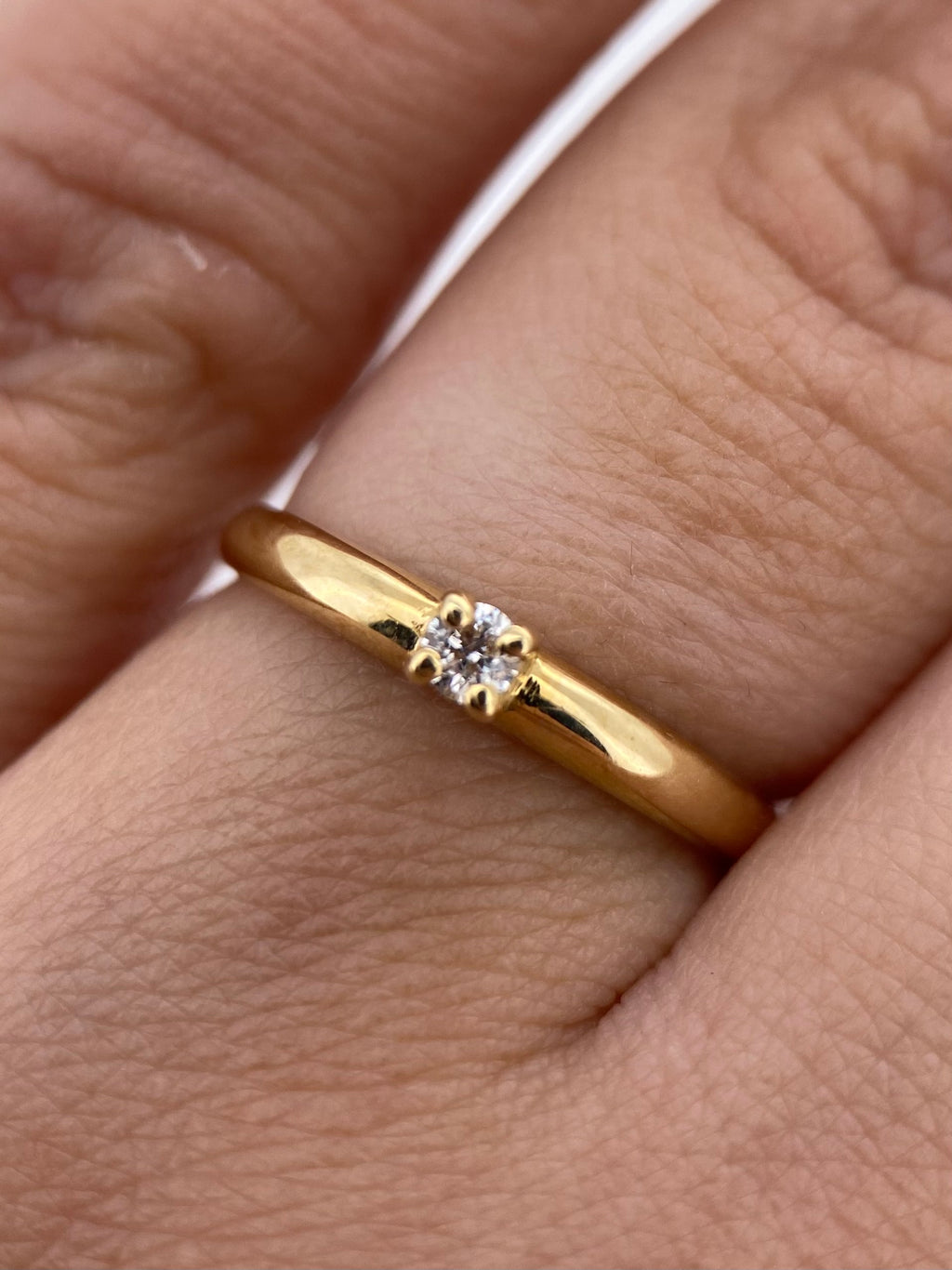 Oro Amarillo 14k Redondo 0.08ct de Diamante Natural                              Anillo Compromiso OF2213