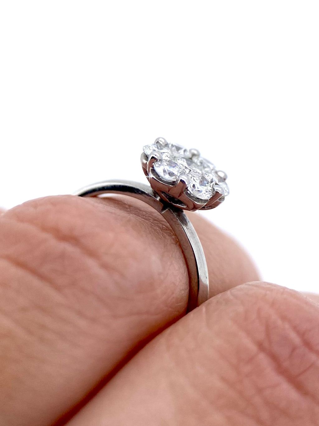 Oro Blanco 14k Redondo 0.40ct de Diamante Natural                                                  Anillo Compromiso OF1936