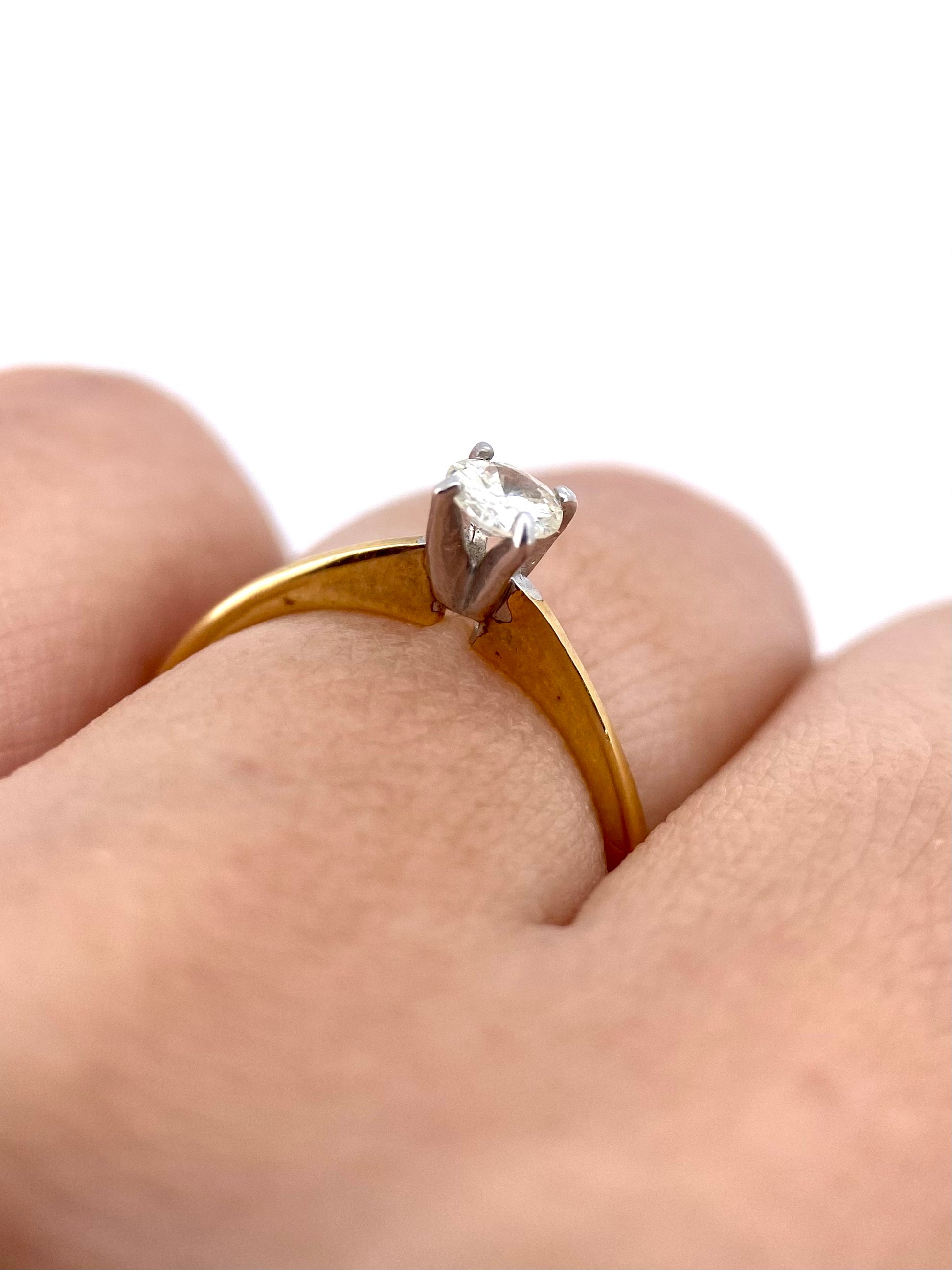 Oro Amarillo 14k Redondo 0.20ct de Diamante Natural                              Anillo Compromiso OF1508