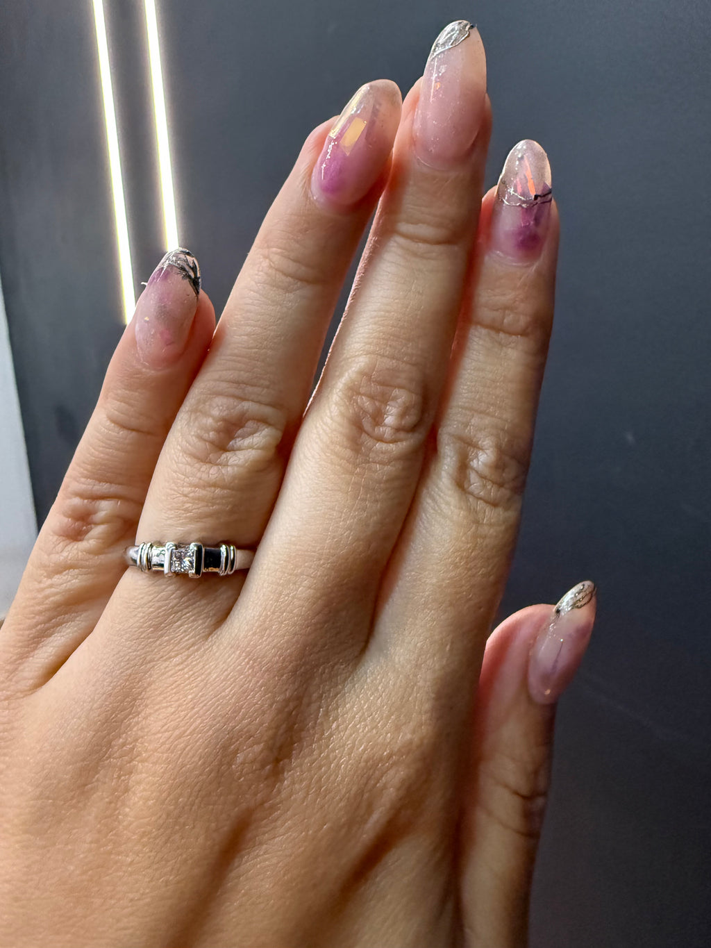 Oro Blanco 14k Princess 0.20ct de Diamante Natural                                                  Anillo Compromiso OF1402