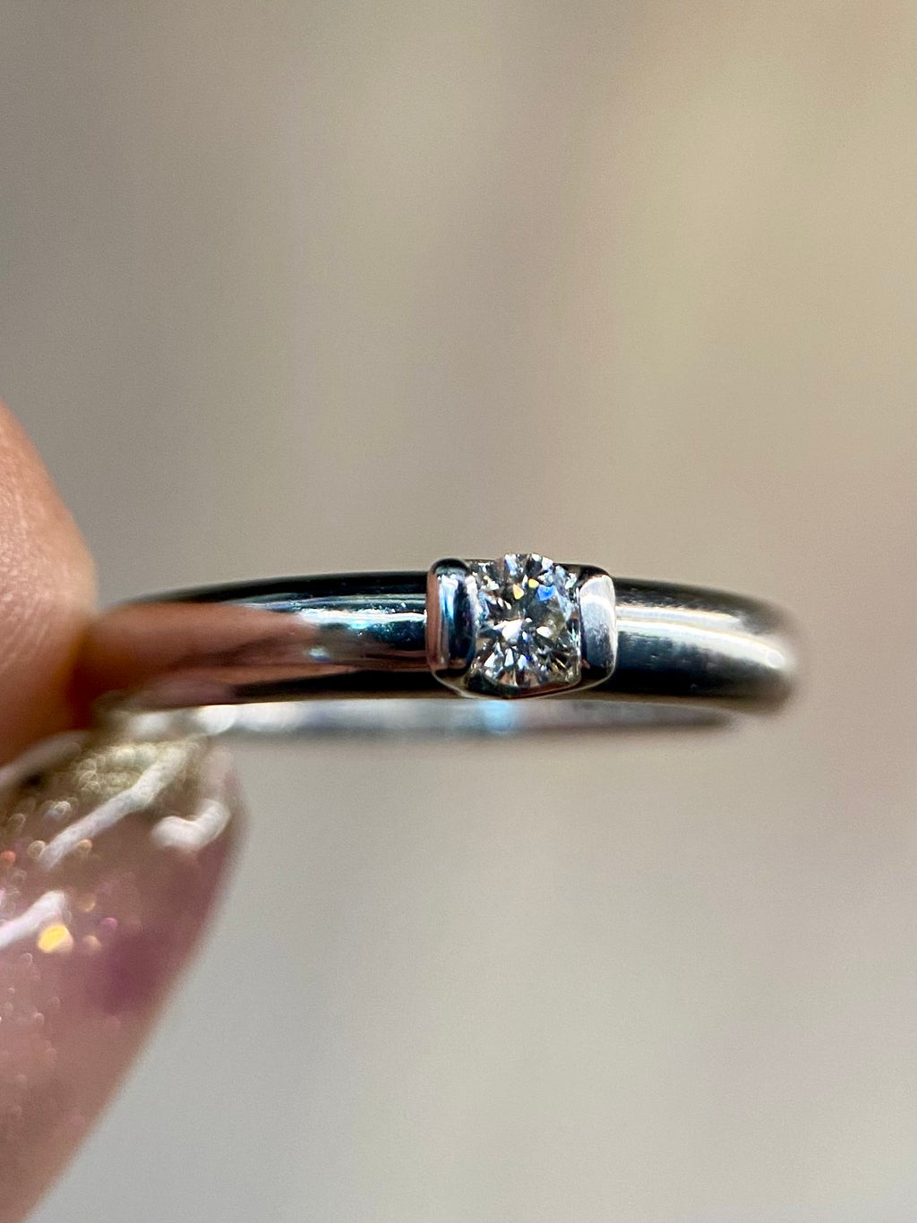 Oro Blanco 14k Redondo 0.11ct de Diamante Natural                                                  Anillo Compromiso OF1503