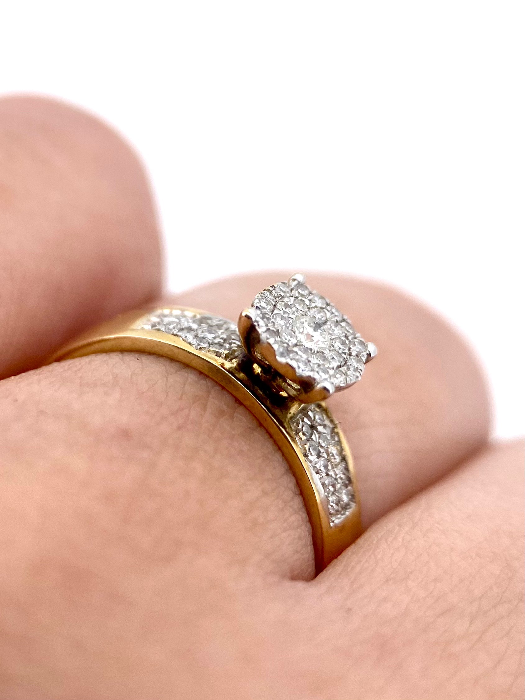 Oro Amarillo 14k Redondo 0.35ct de Diamantes Naturales                            Anillo Compromiso OF1702
