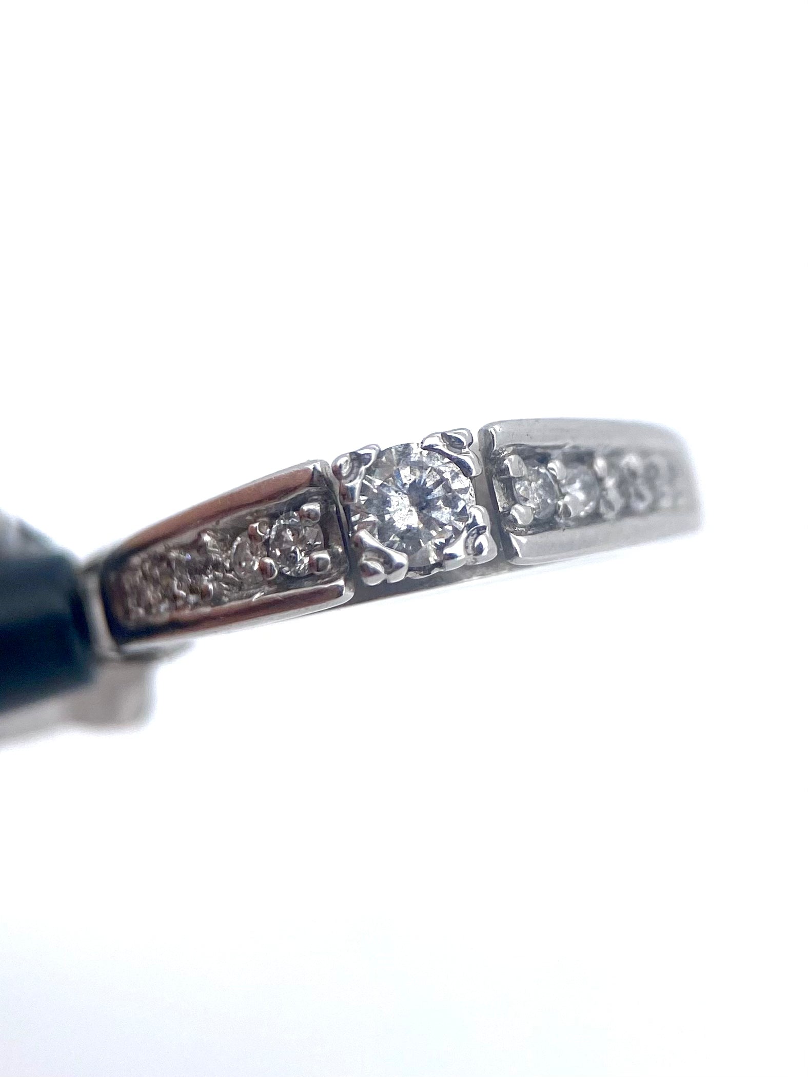 Oro Blanco 14k Princess 0.20ct + 0.18ct de Diamantes Naturales                            Anillo Compromiso OF1561