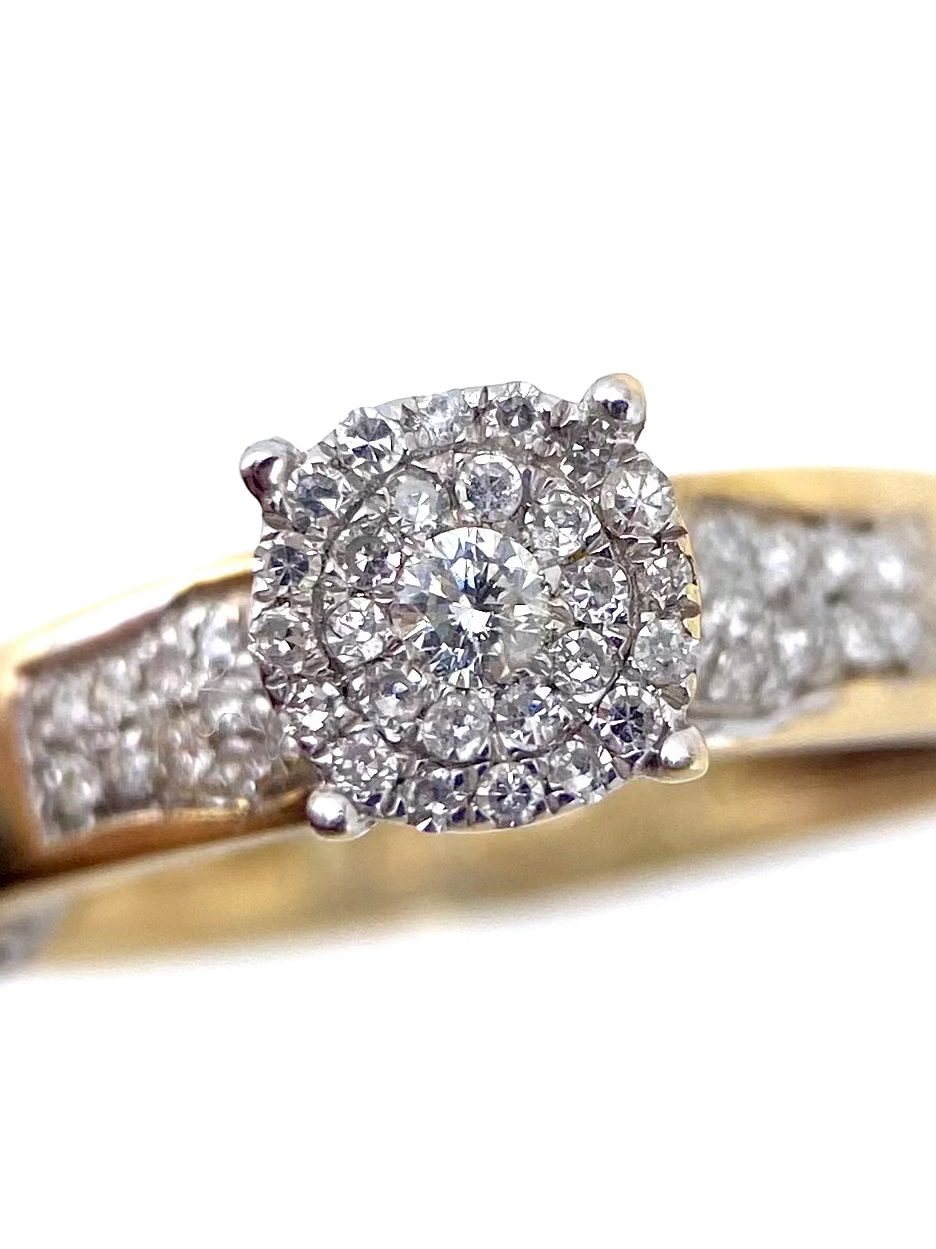 Oro Amarillo 14k Redondo 0.35ct de Diamantes Naturales                            Anillo Compromiso OF1702
