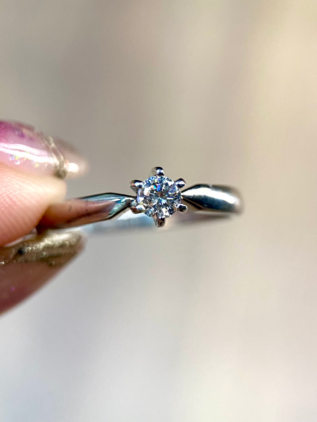 Oro Blanco 14k Redondo 0.16ct de Diamante Natural                                                  Anillo Compromiso OF2044